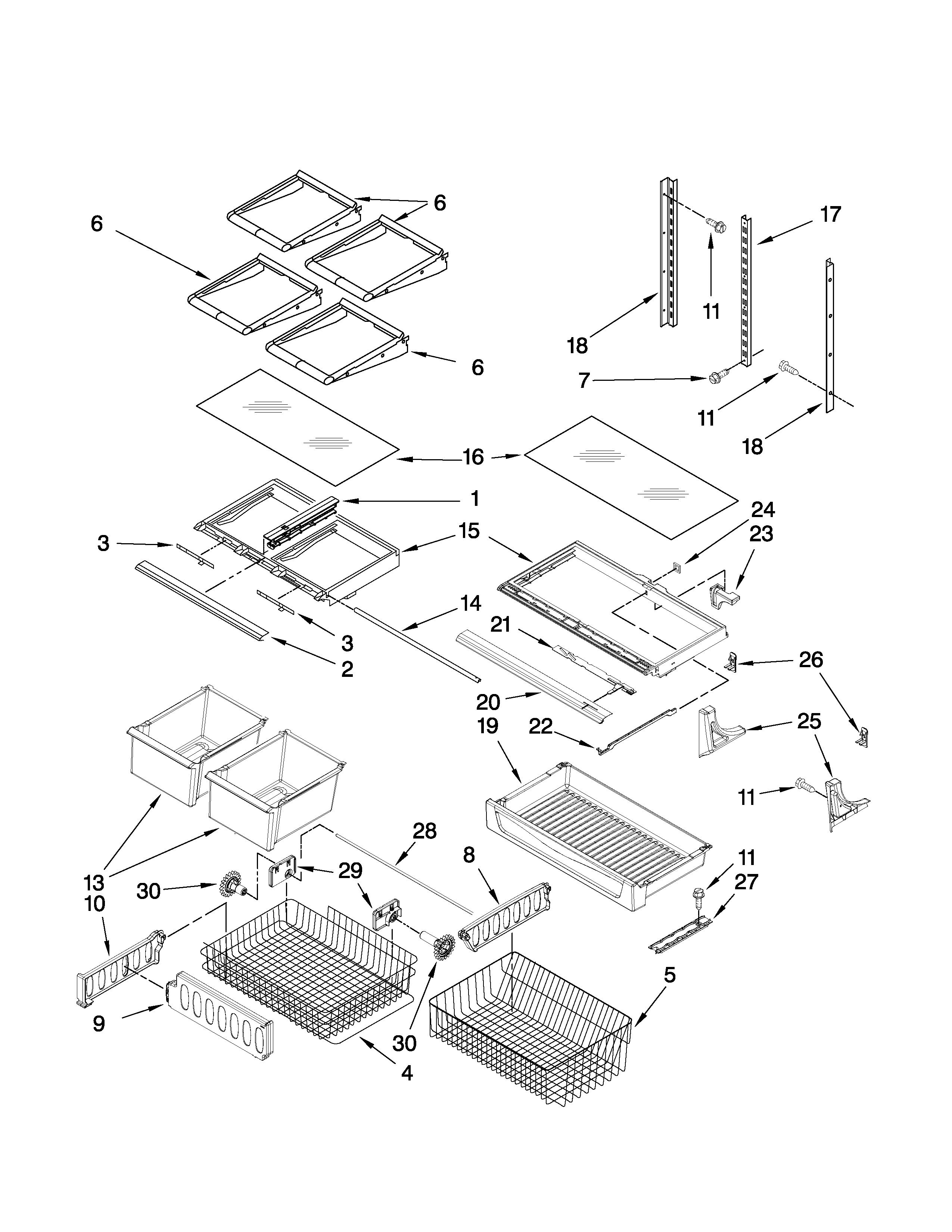 KitchenAid KBRS22KWWH5 shelf parts diagram