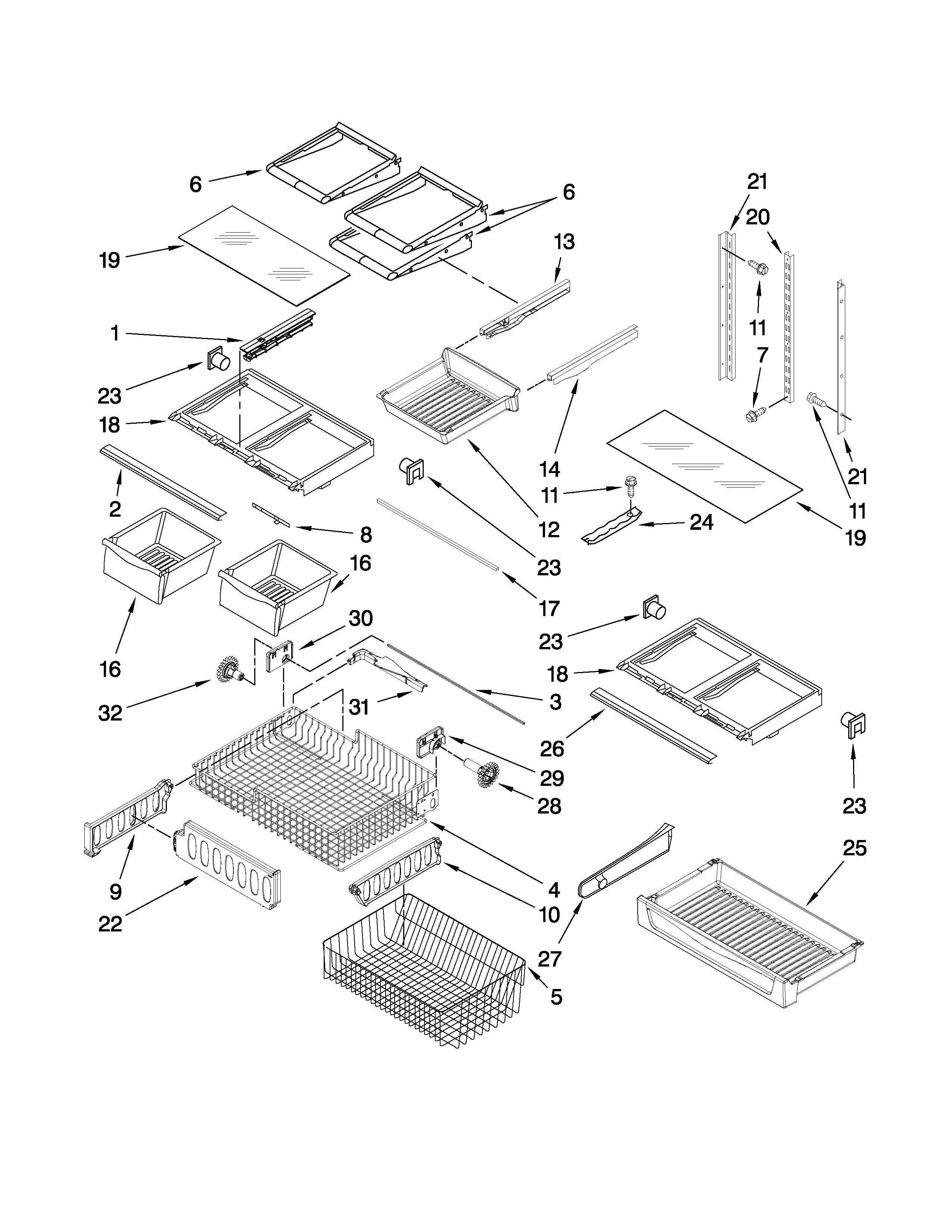 Whirlpool GX5FHDXVY05 shelf parts diagram