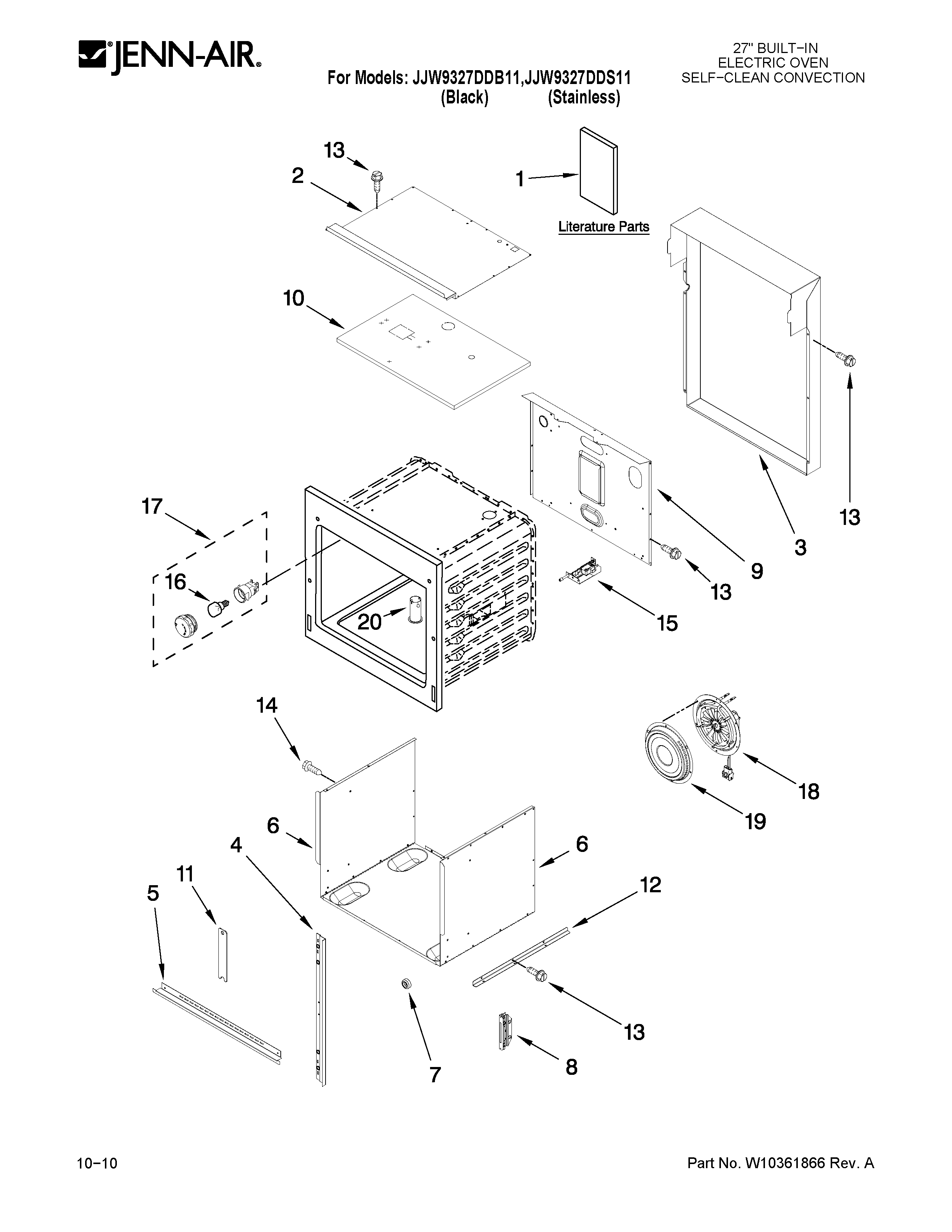 Jenn-Air JJW9327DDB11 oven parts diagram