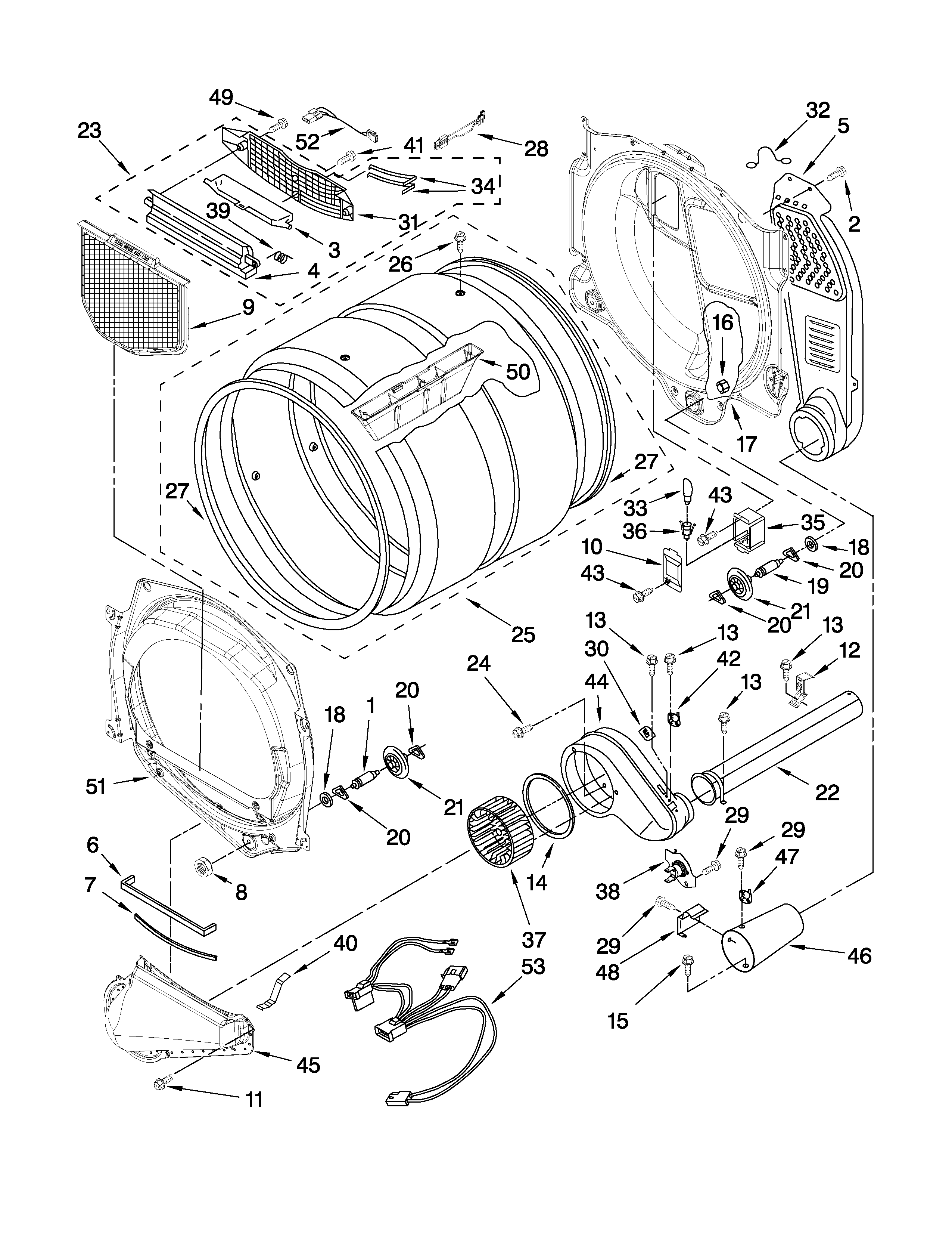 Whirlpool 7MWGD9150XW0 bulkhead parts diagram