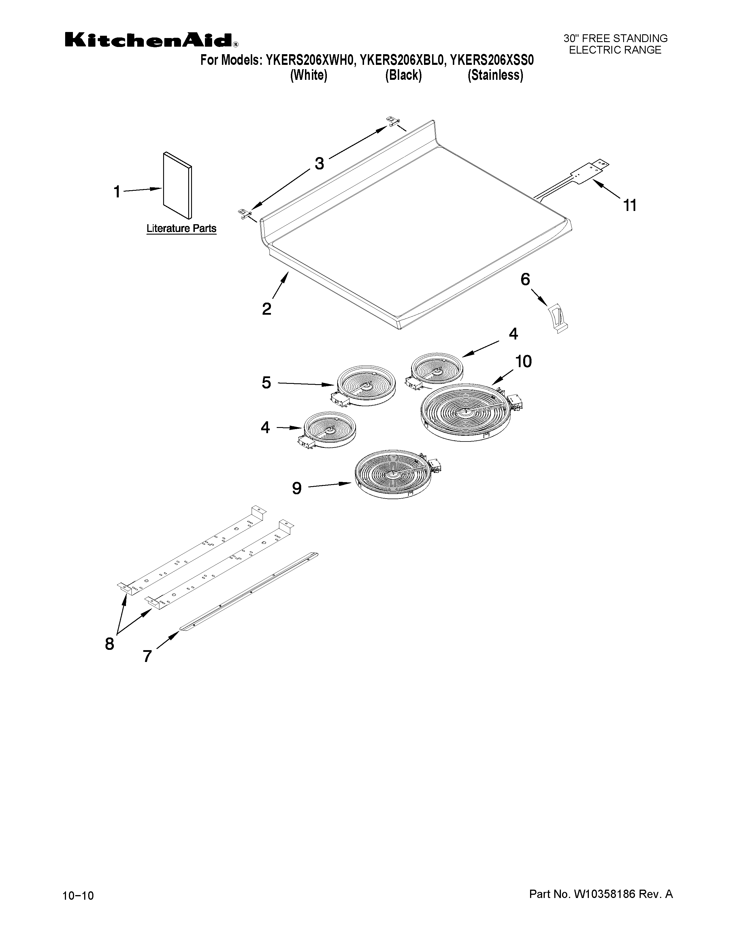 KitchenAid YKERS206XBL0 cooktop parts diagram