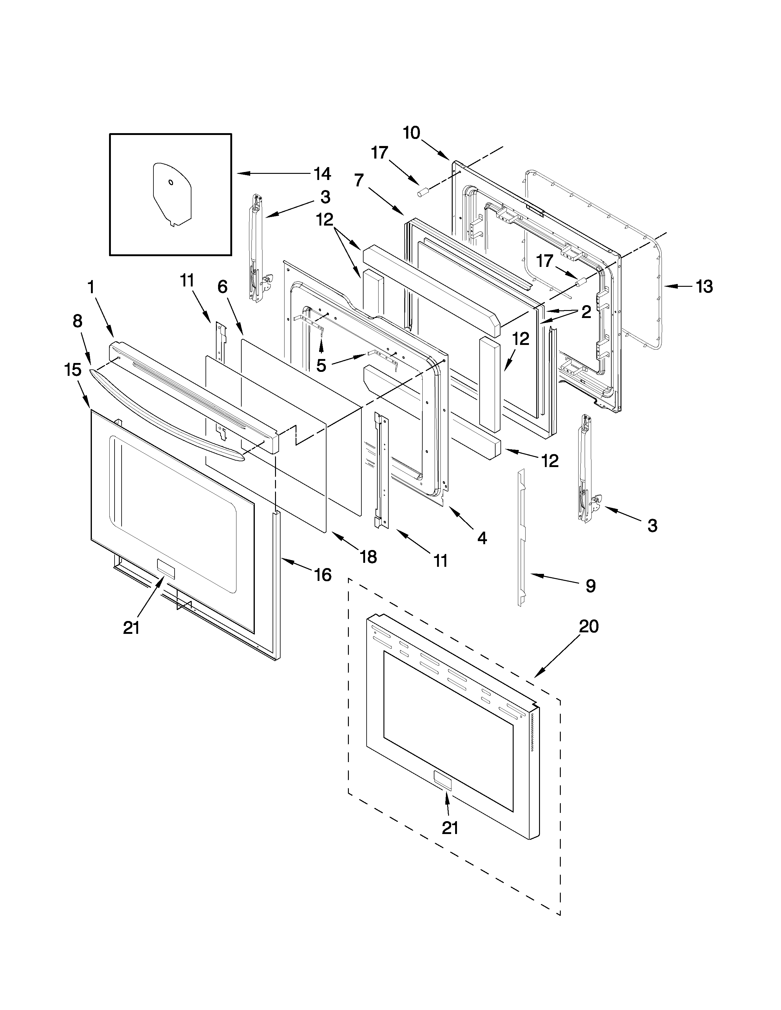 KitchenAid YKERS206XBL0 door parts diagram