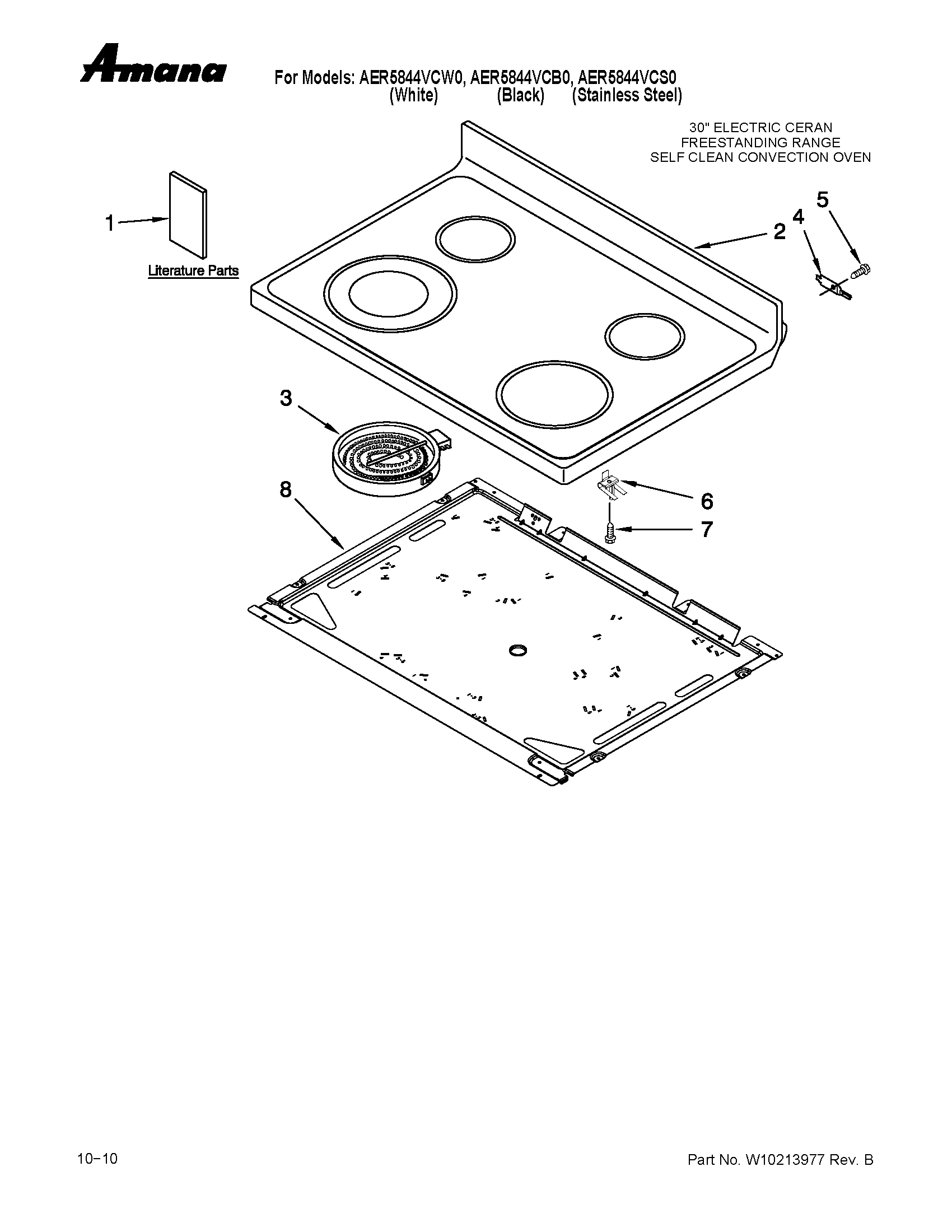 Amana AER5844VCB0 cooktop parts diagram