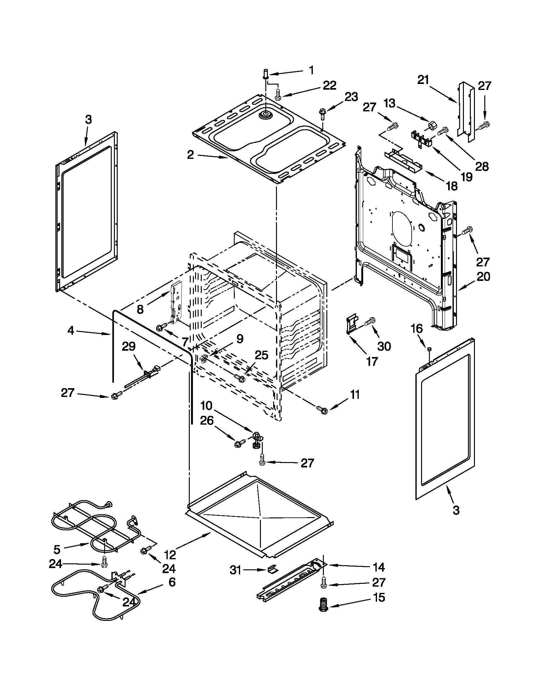 Magic Chef CER3311XAW0 chassis parts diagram