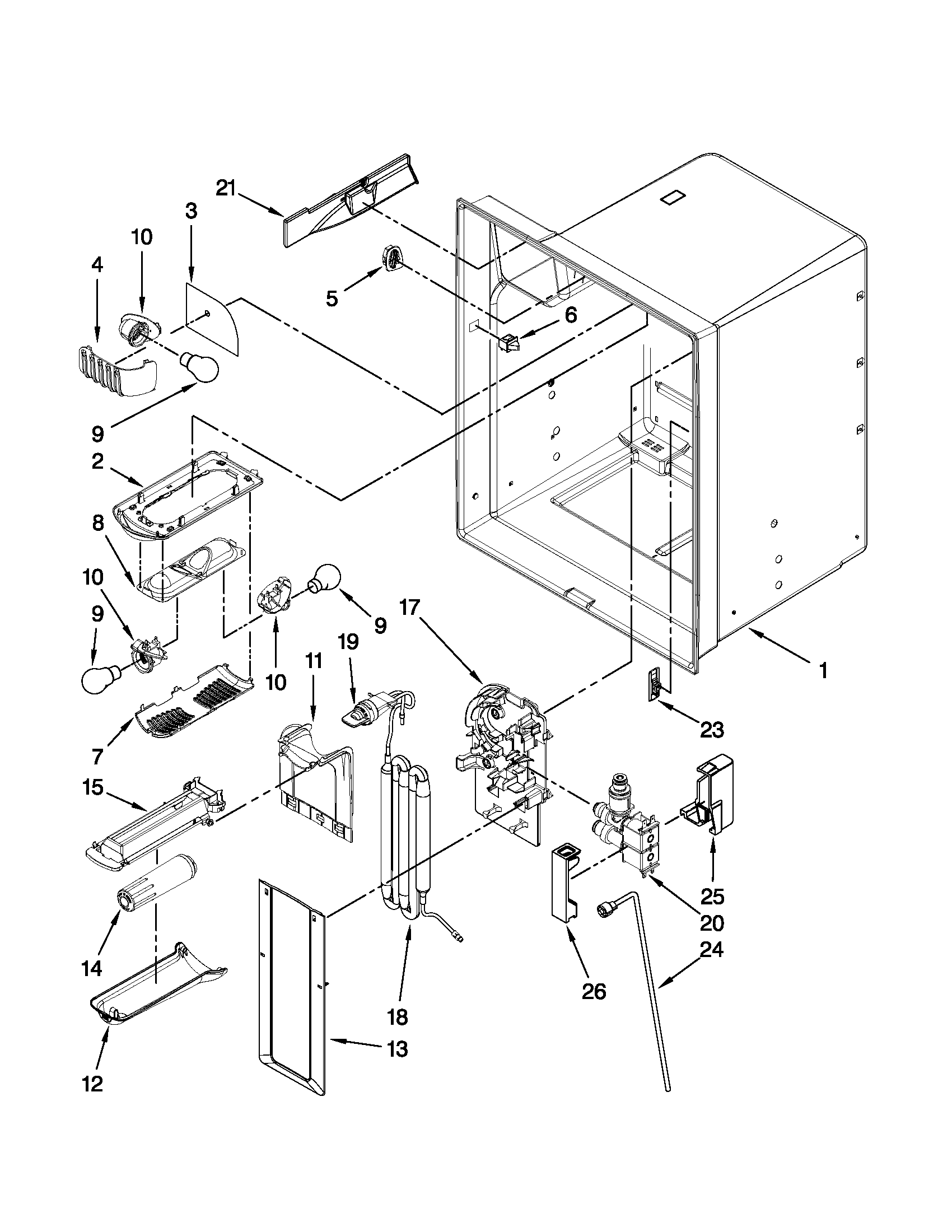 Maytag MFI2569VEW2 refrigerator liner parts diagram