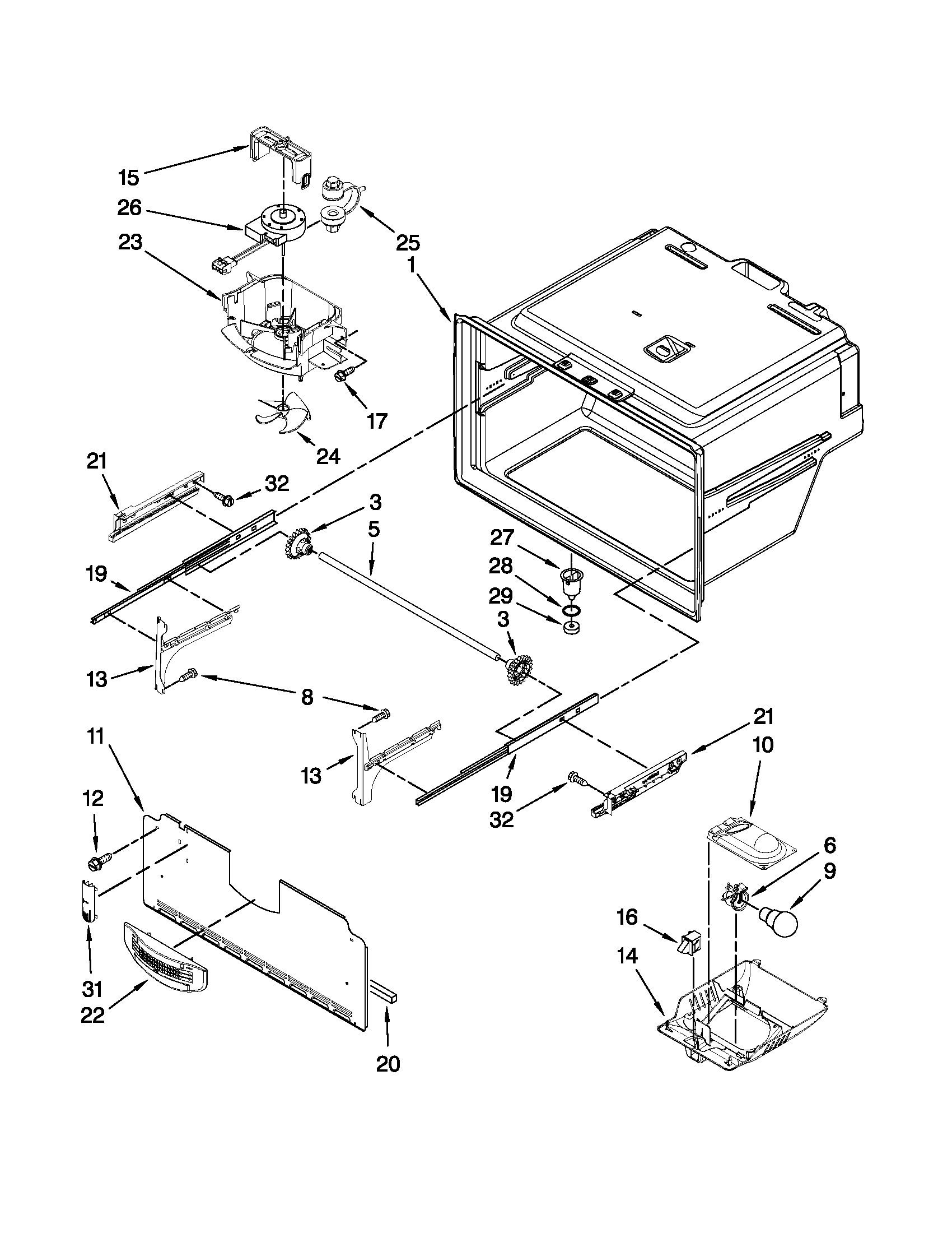 Maytag MFI2569VEW2 freezer liner parts diagram