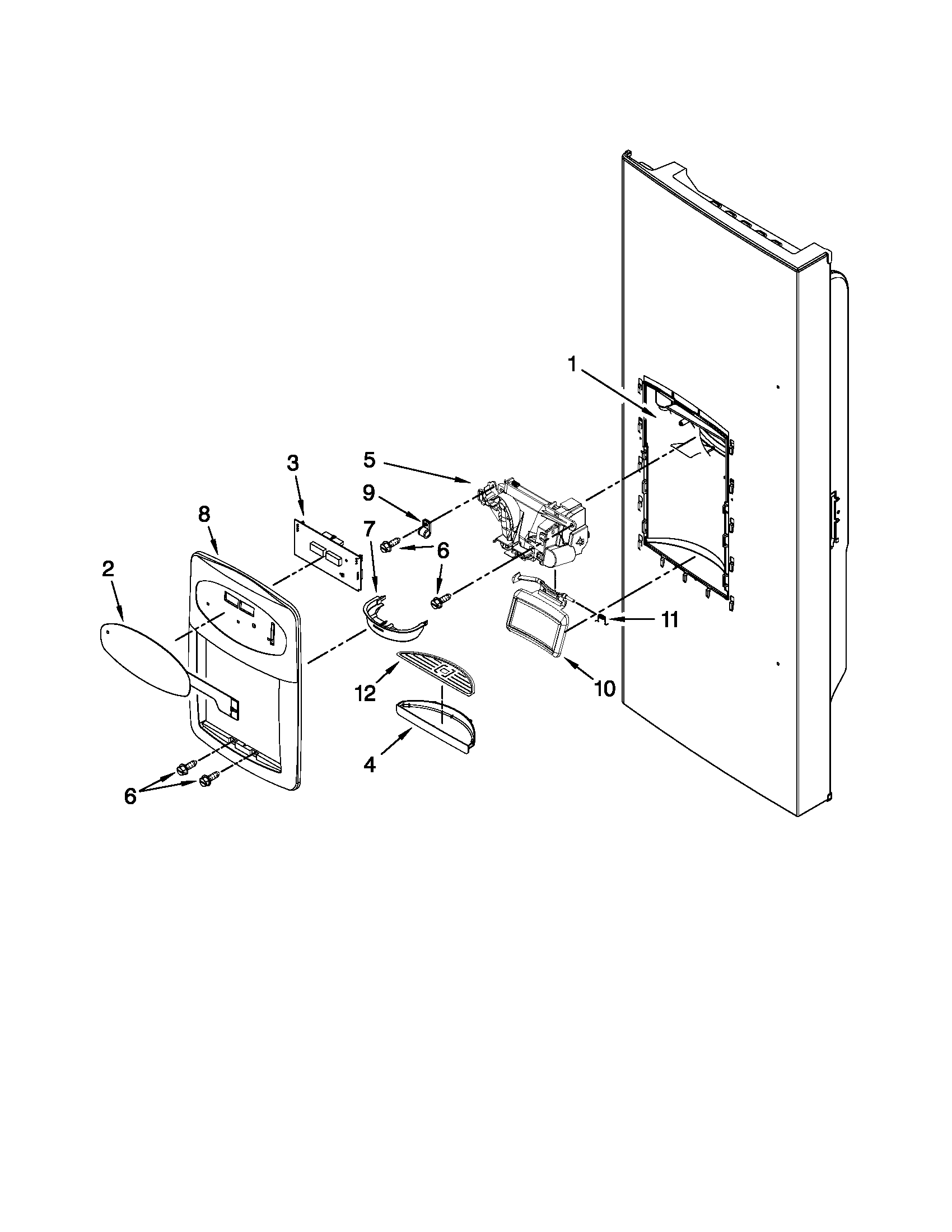 Maytag MFI2569VEW2 dispenser front parts diagram