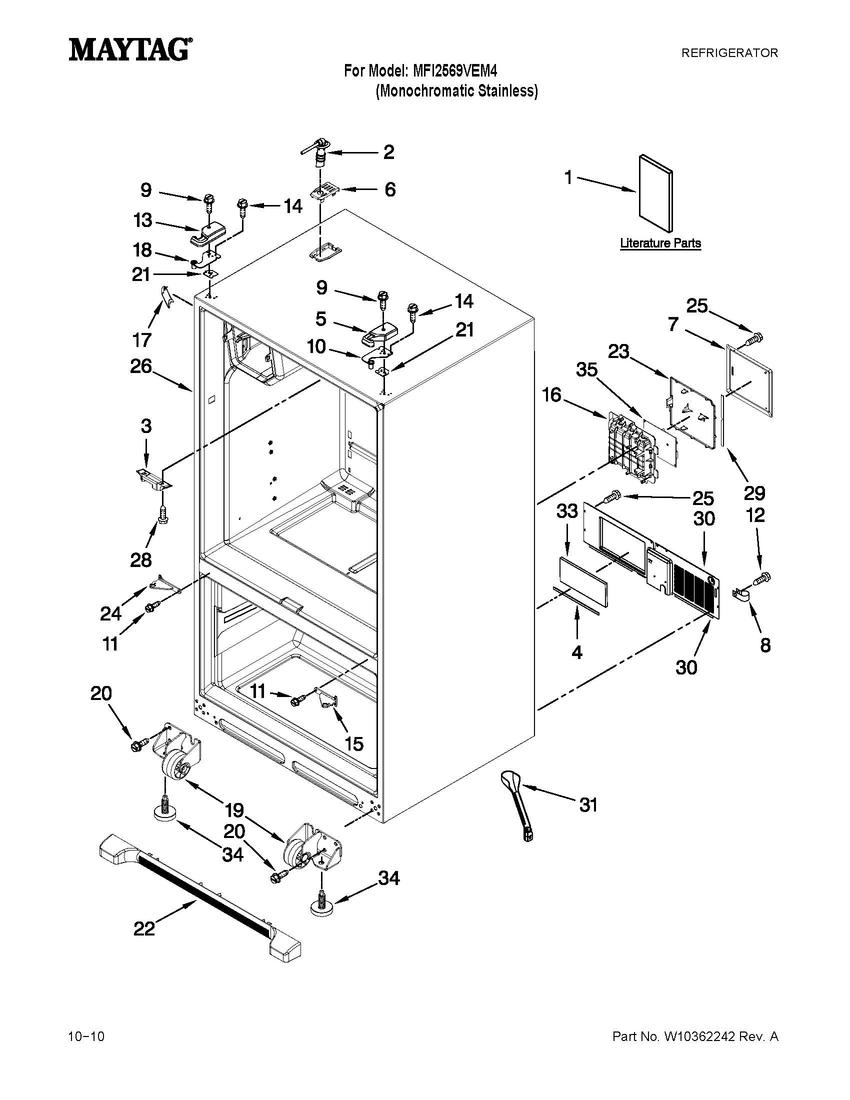 Maytag MFI2569VEM4 cabinet parts diagram