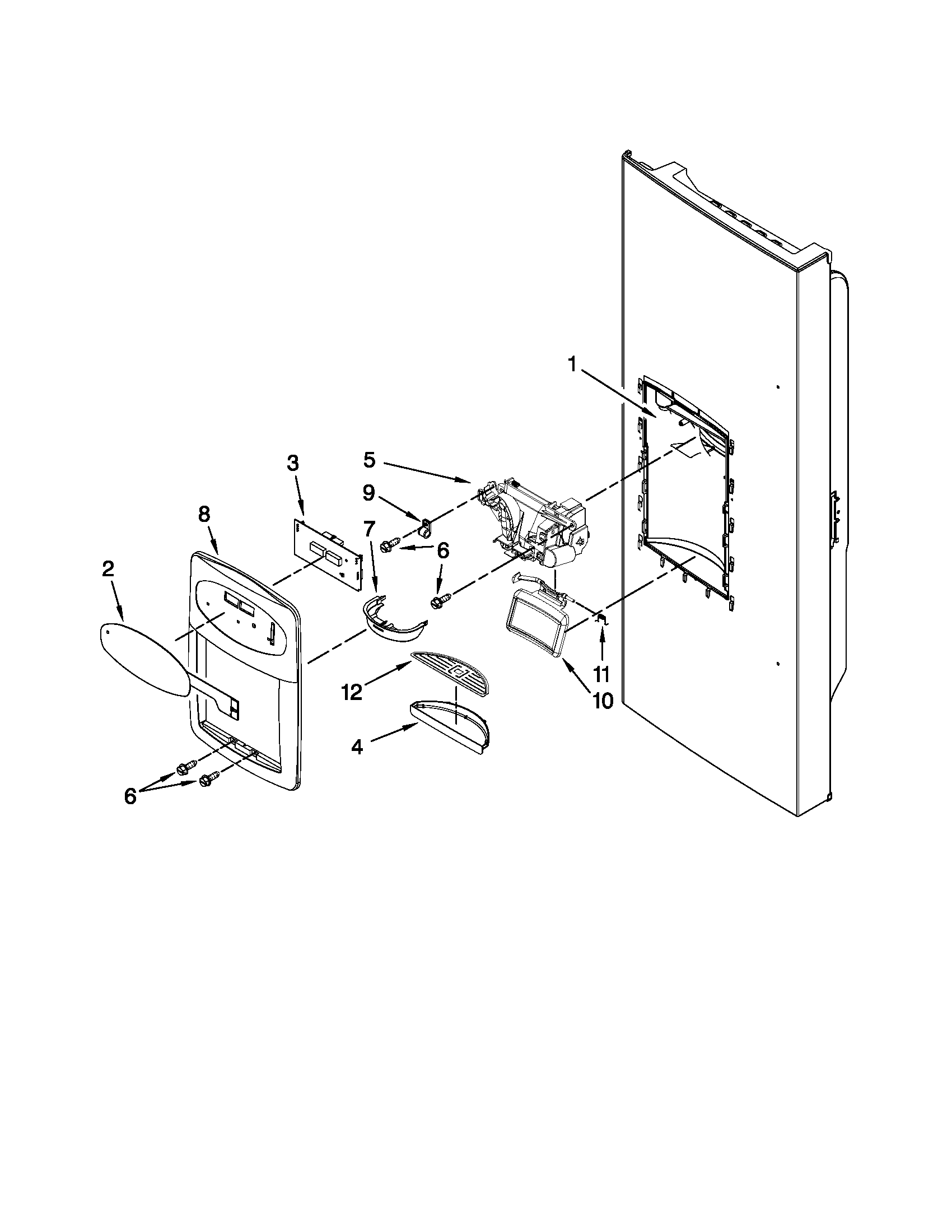 Maytag MFI2569VEM4 dispenser front parts diagram