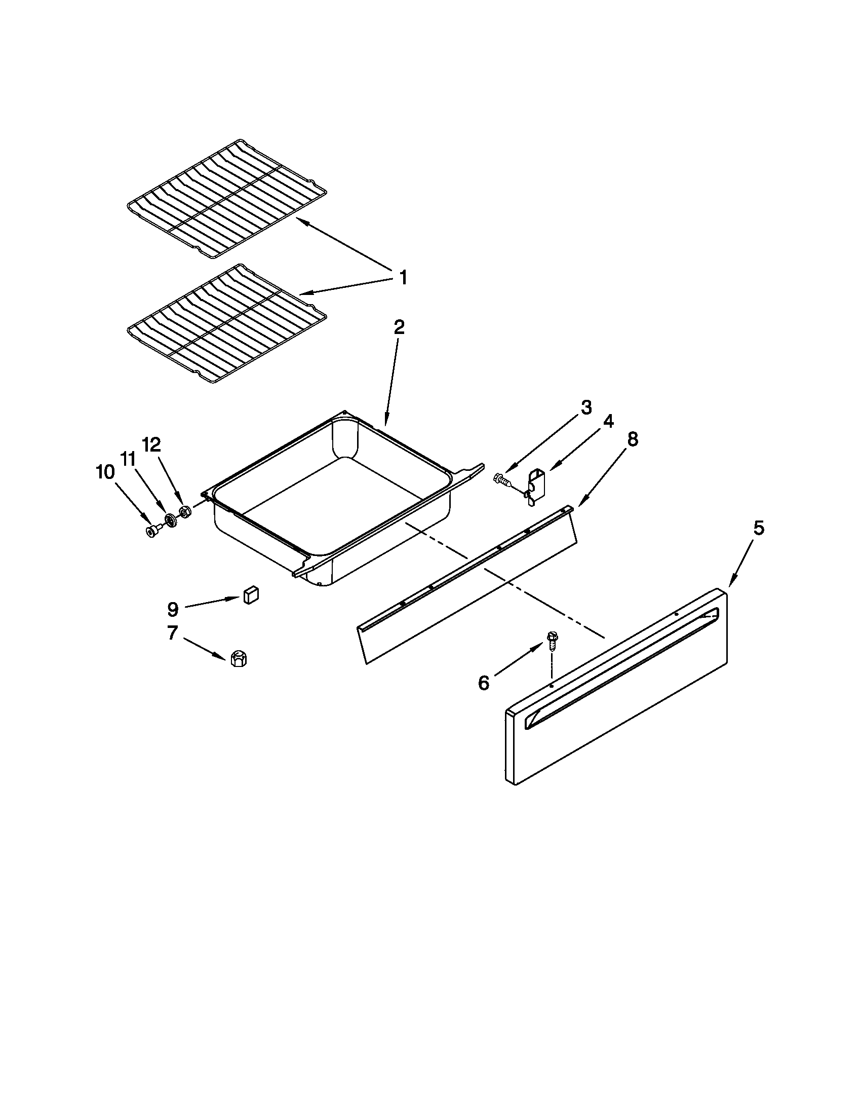 Whirlpool GY397LXUQ03 drawer and rack parts diagram