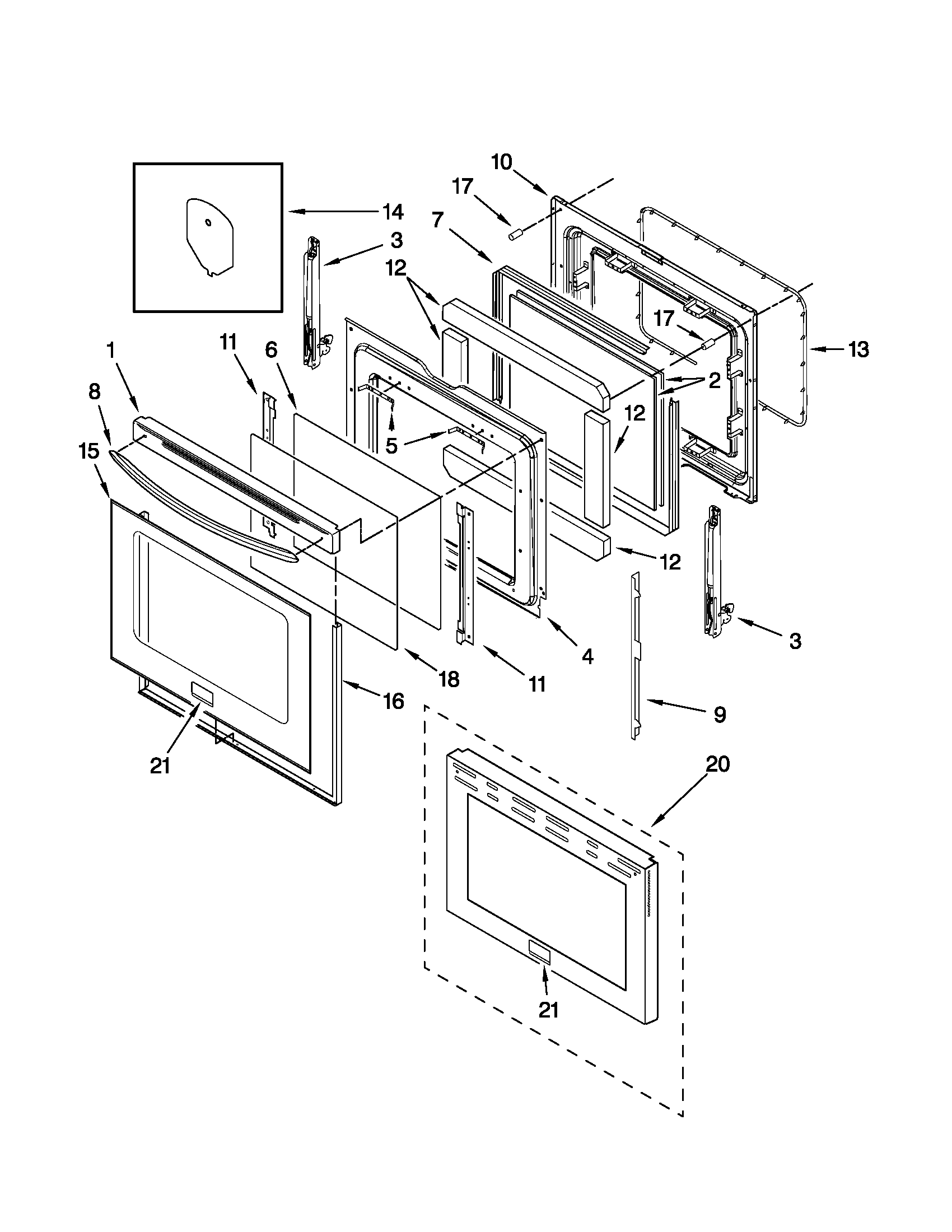 KitchenAid YKERS208XS0 door parts diagram