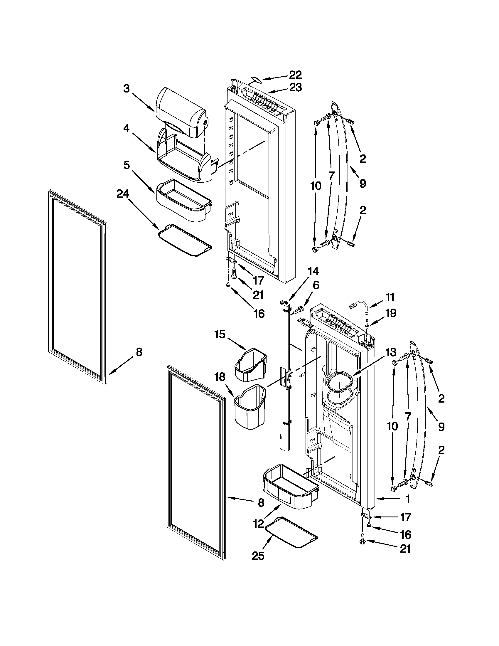 KitchenAid KFIS25XVMS4 refrigerator door parts diagram