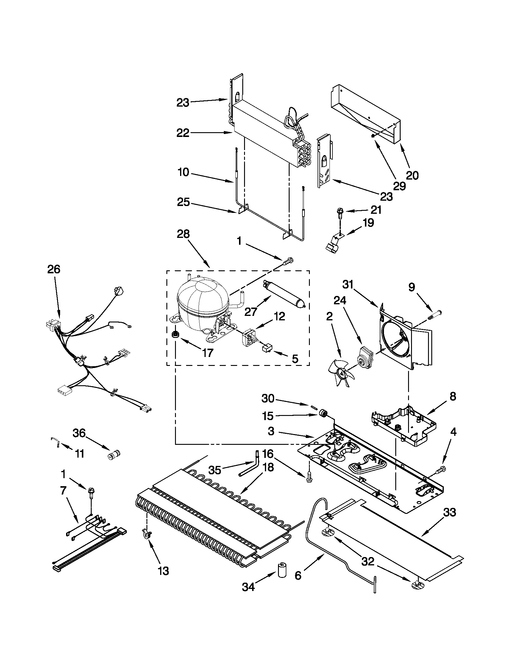 KitchenAid KFIS25XVMS4 unit parts diagram