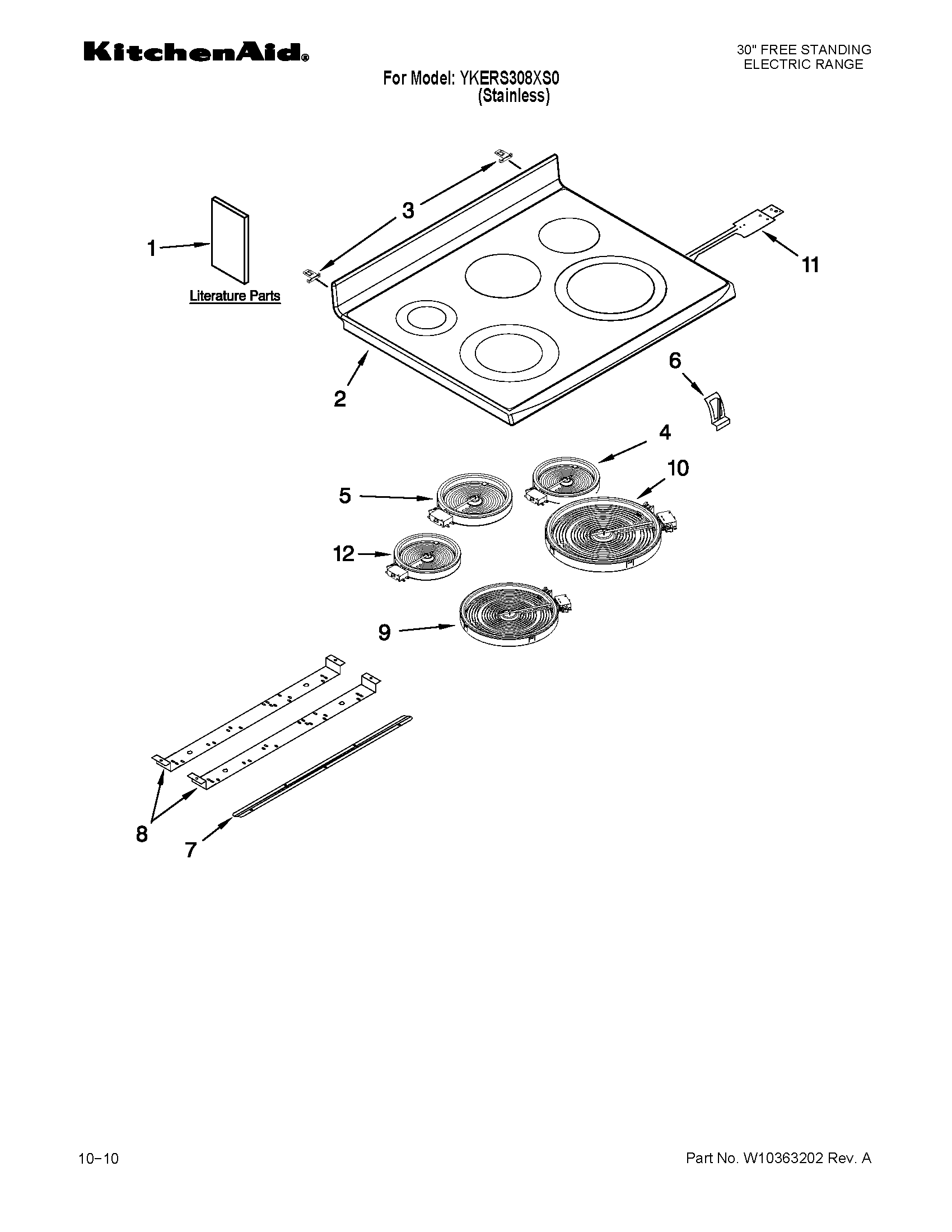 KitchenAid YKERS308XS0 cooktop parts diagram