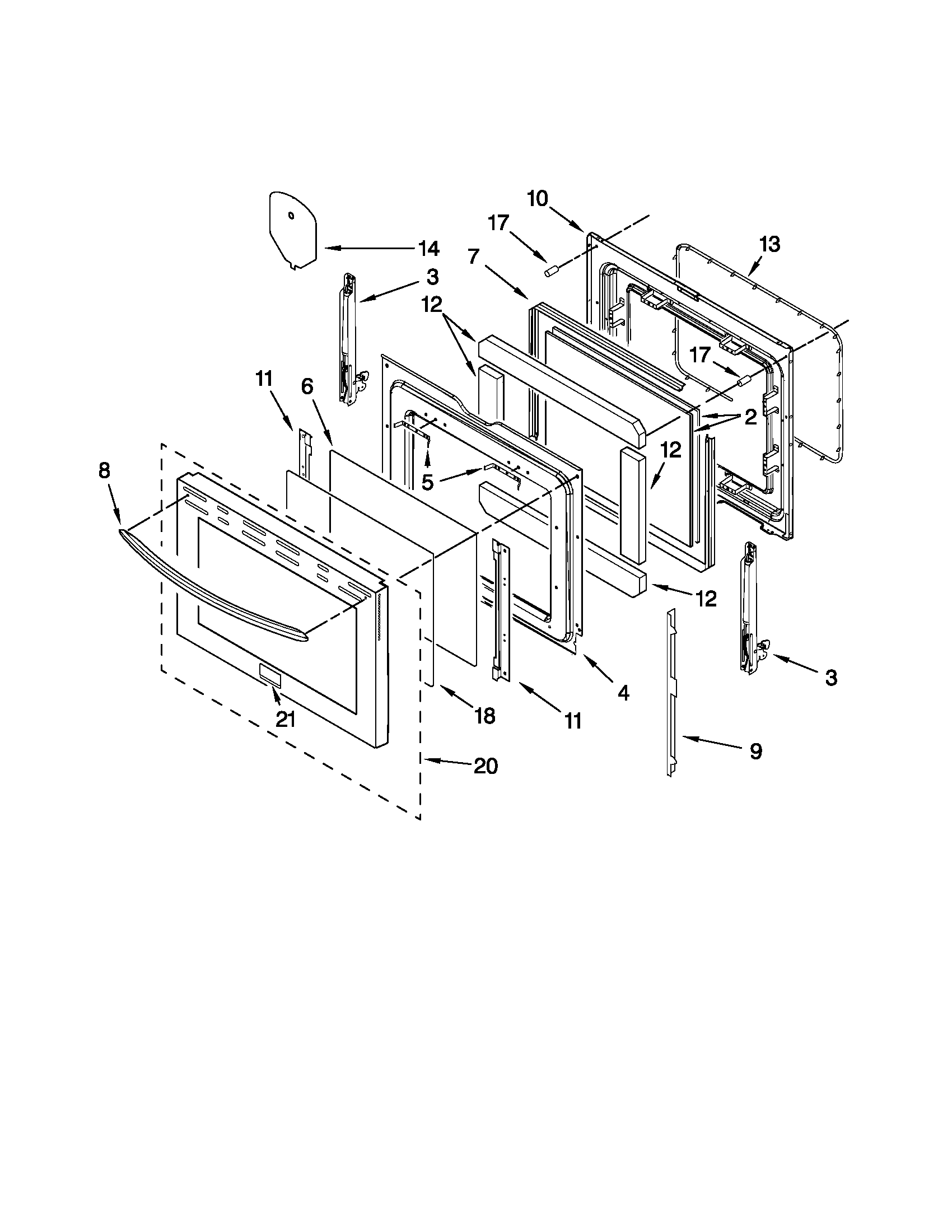 KitchenAid YKERS308XS0 door parts diagram