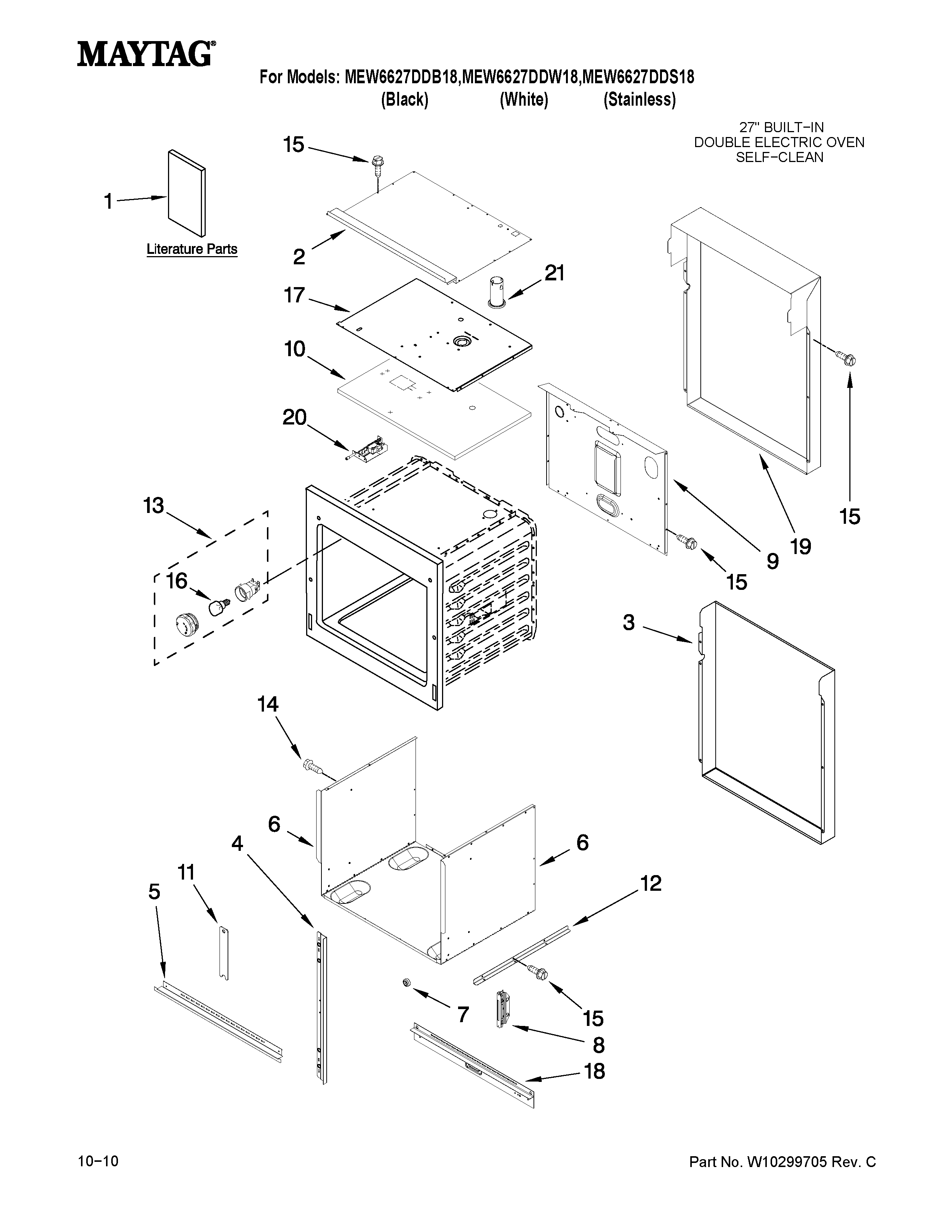 Maytag MEW6627DDS18 oven parts diagram