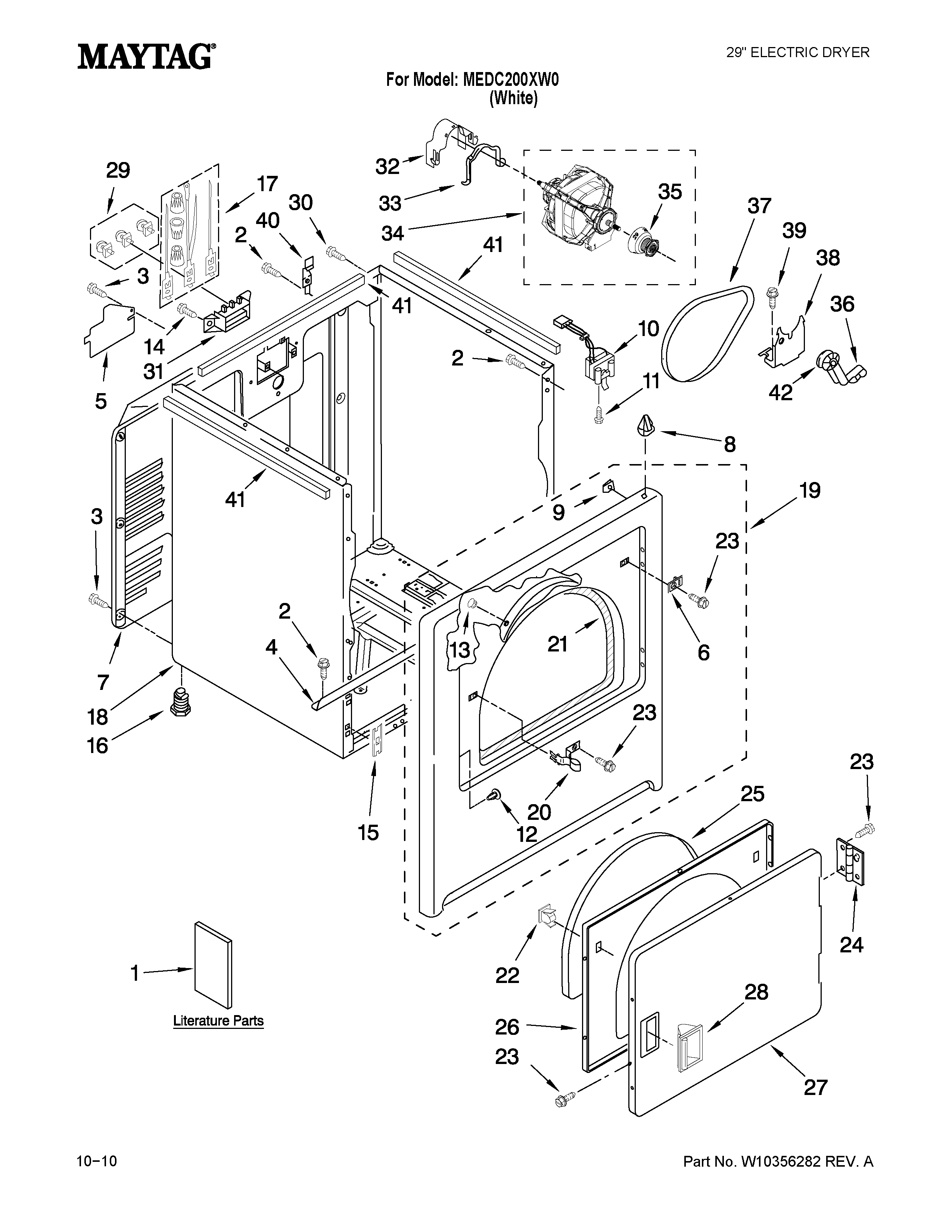 Maytag MEDC200XW0 cabinet parts diagram