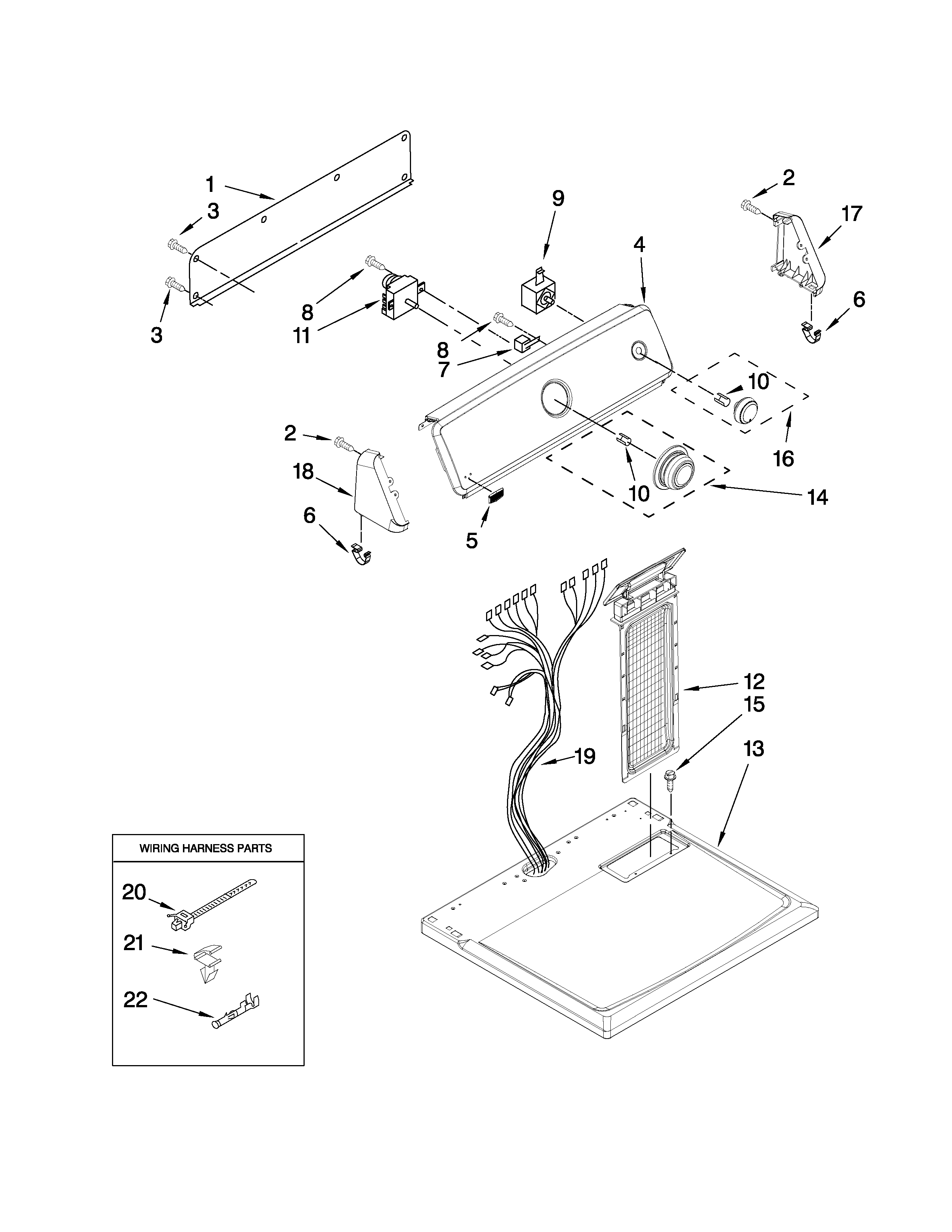Maytag MEDC200XW0 top and console parts diagram
