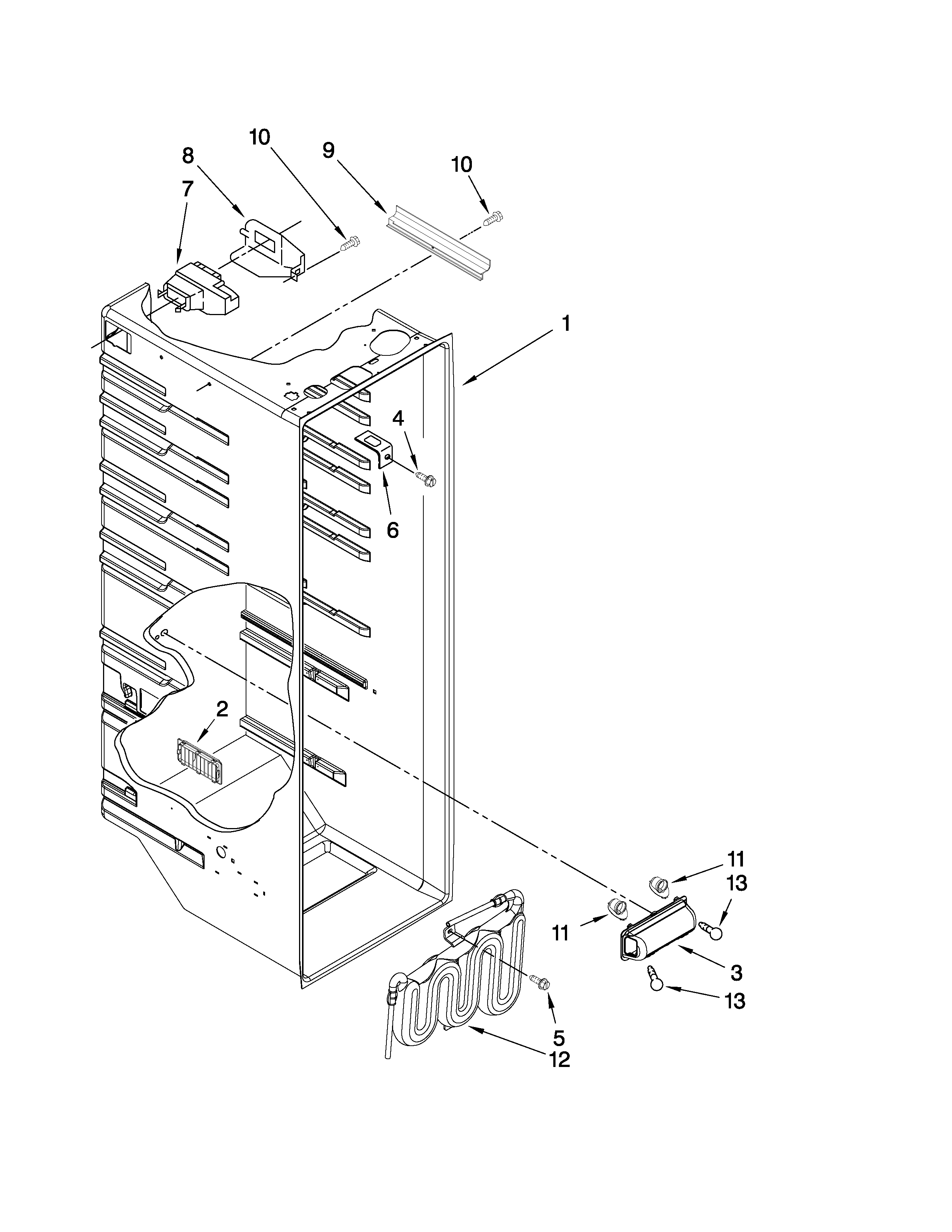 Maytag MSD2573VES01 refrigerator liner parts diagram