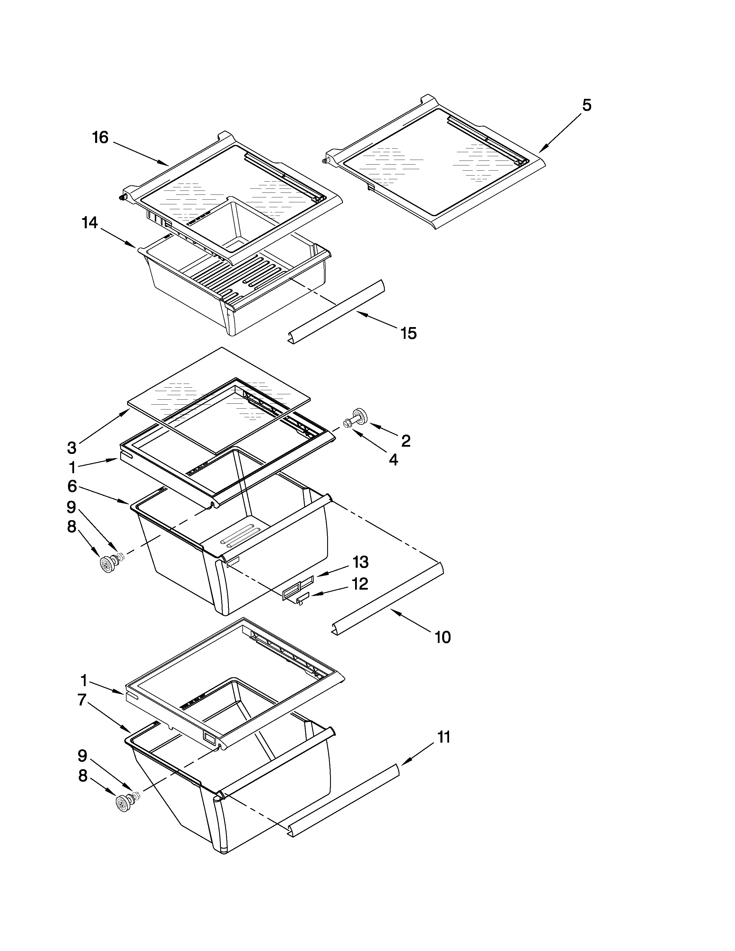Maytag MSD2573VES01 refrigerator shelf parts diagram