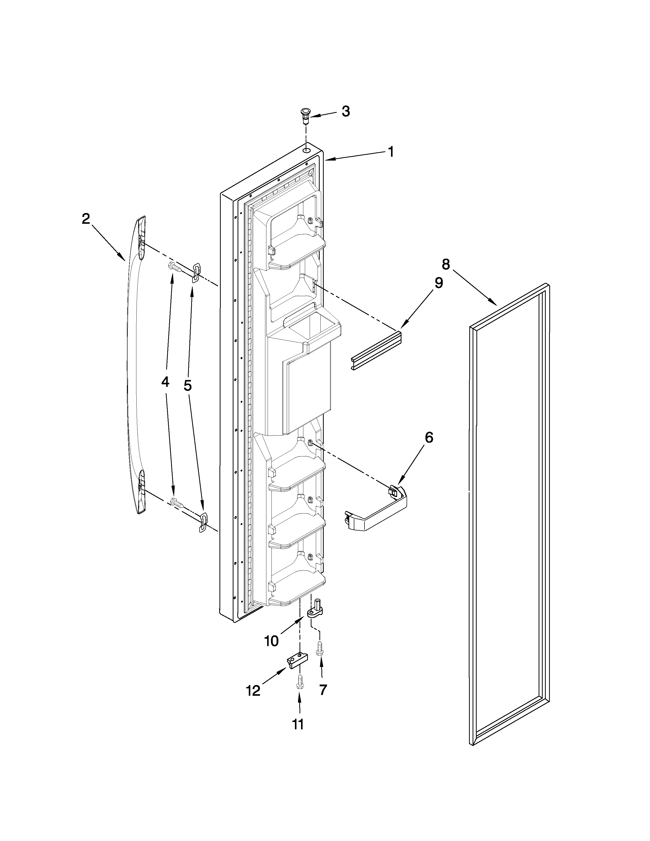Maytag MSD2573VES01 freezer door parts diagram