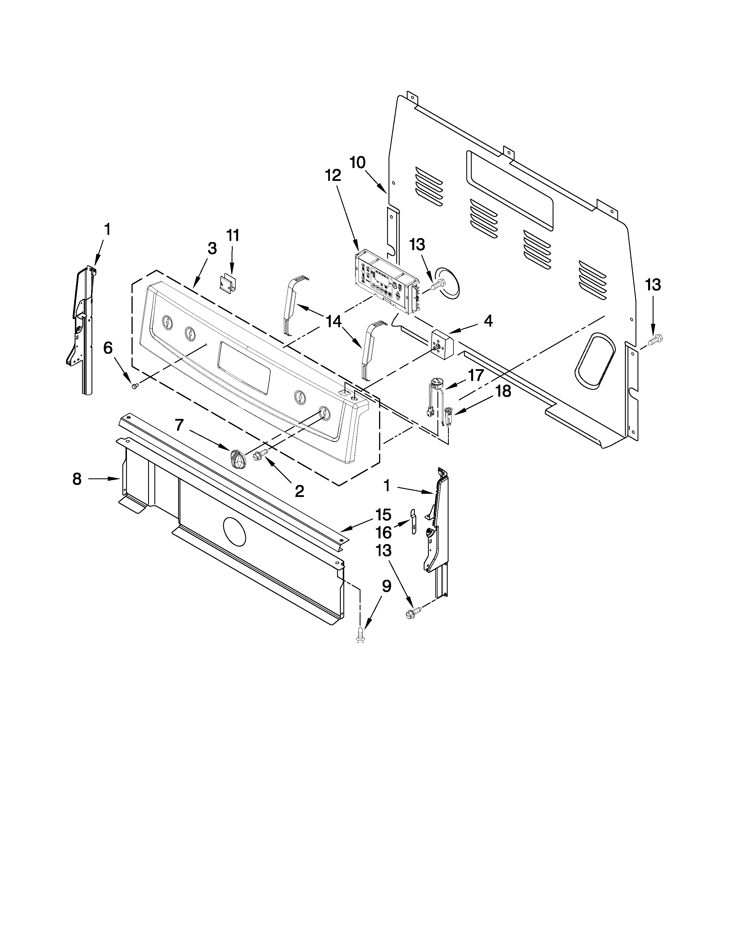 Amana AER5823XCB0 control panel parts diagram