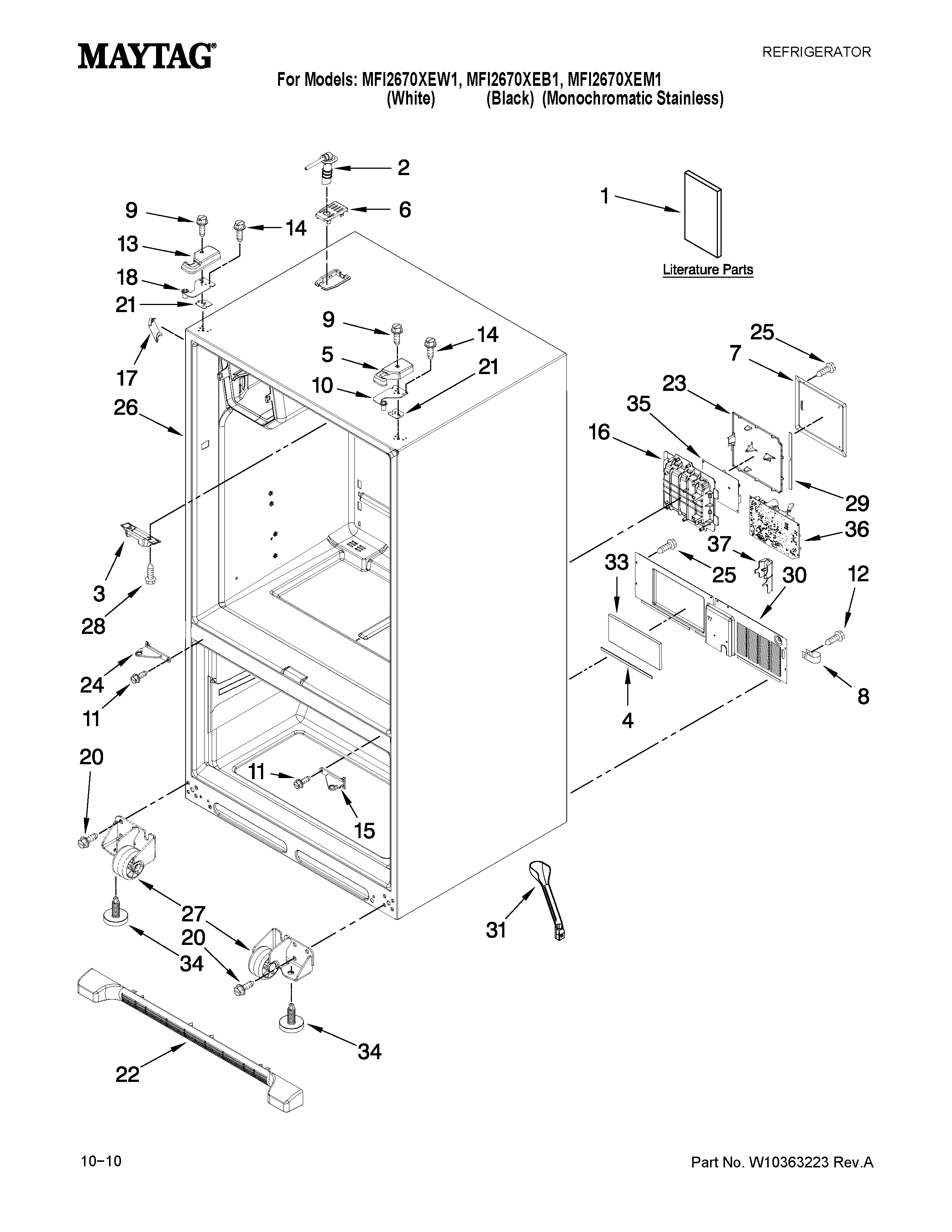 Maytag MFI2670XEB1 cabinet parts diagram