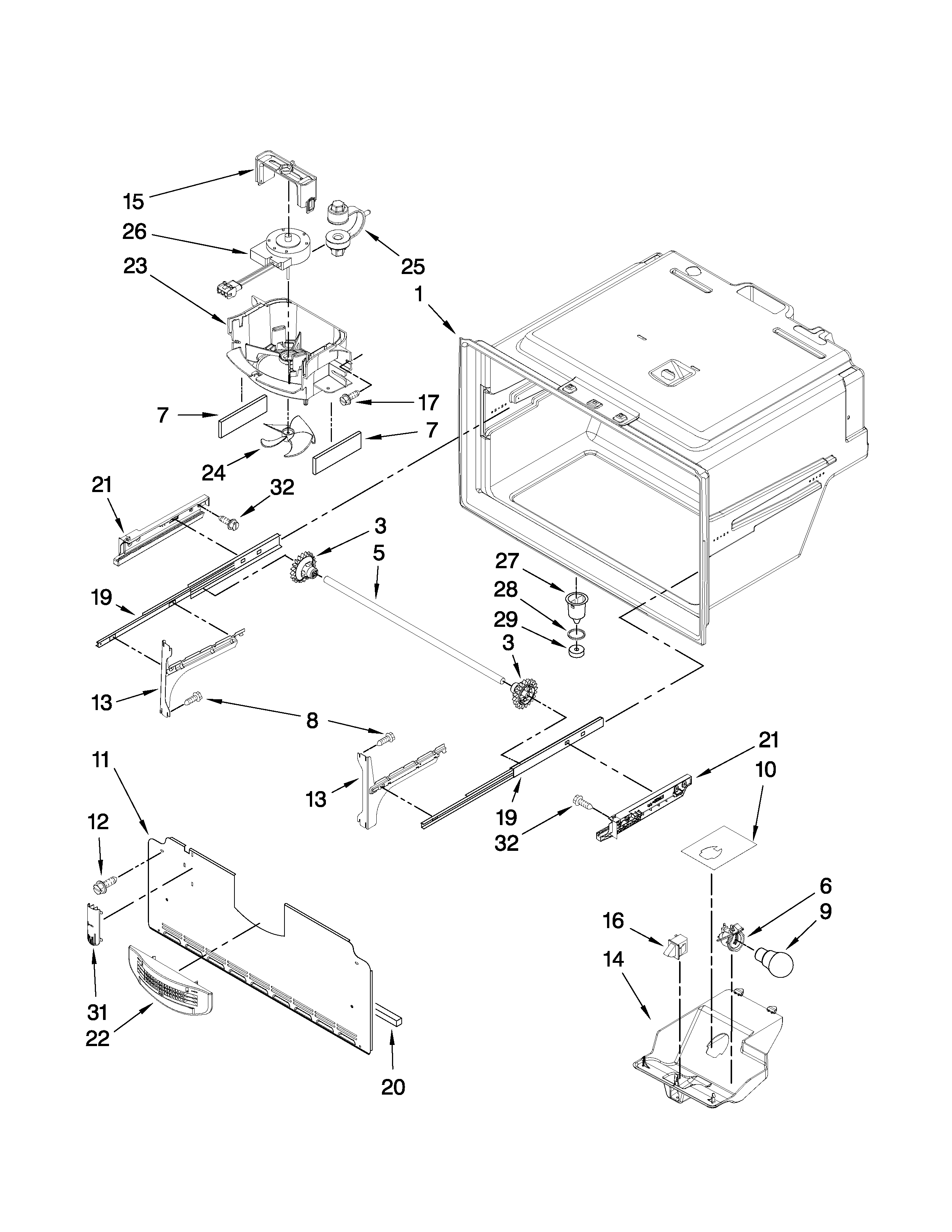 Maytag MFI2670XEB1 freezer liner parts diagram