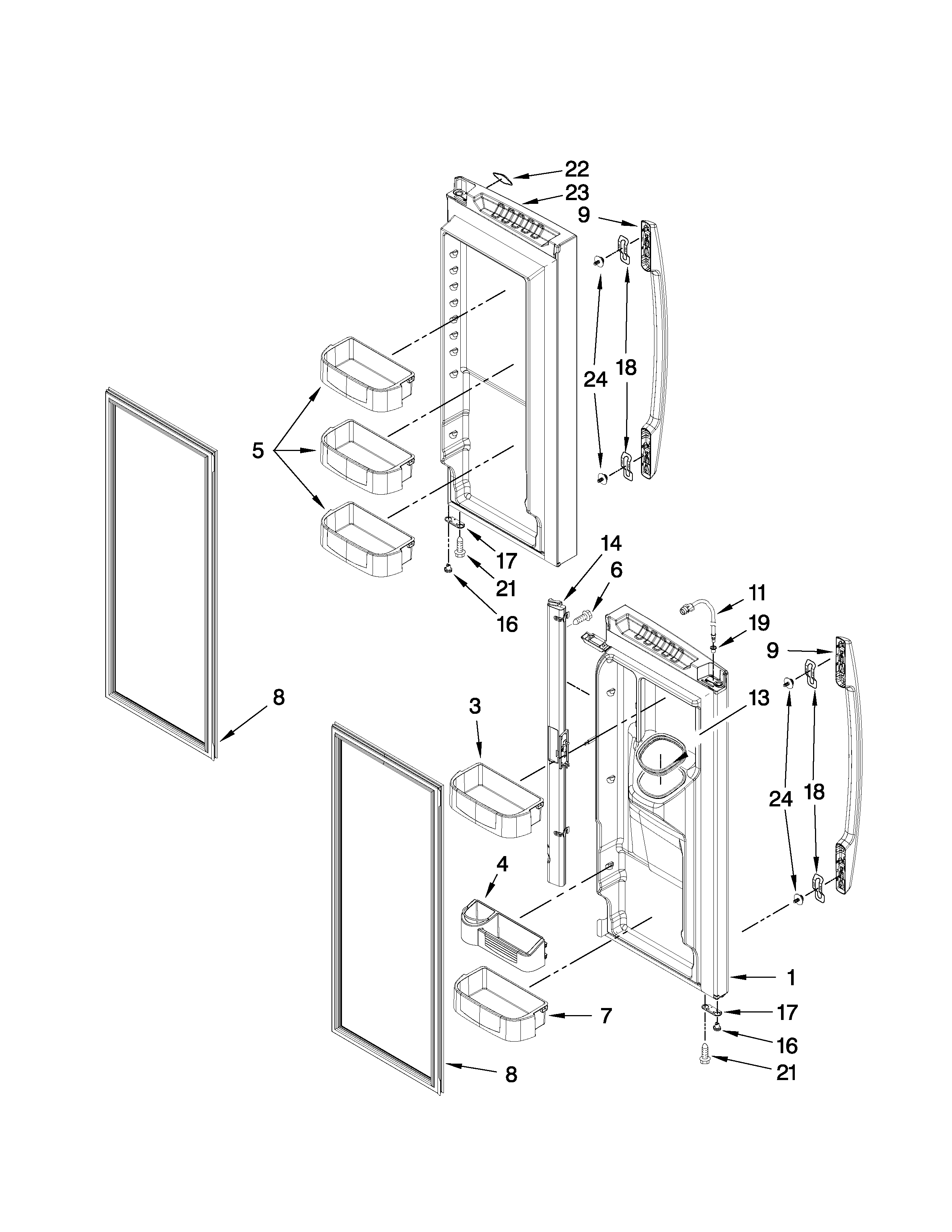 Maytag MFI2670XEB1 refrigerator door parts diagram