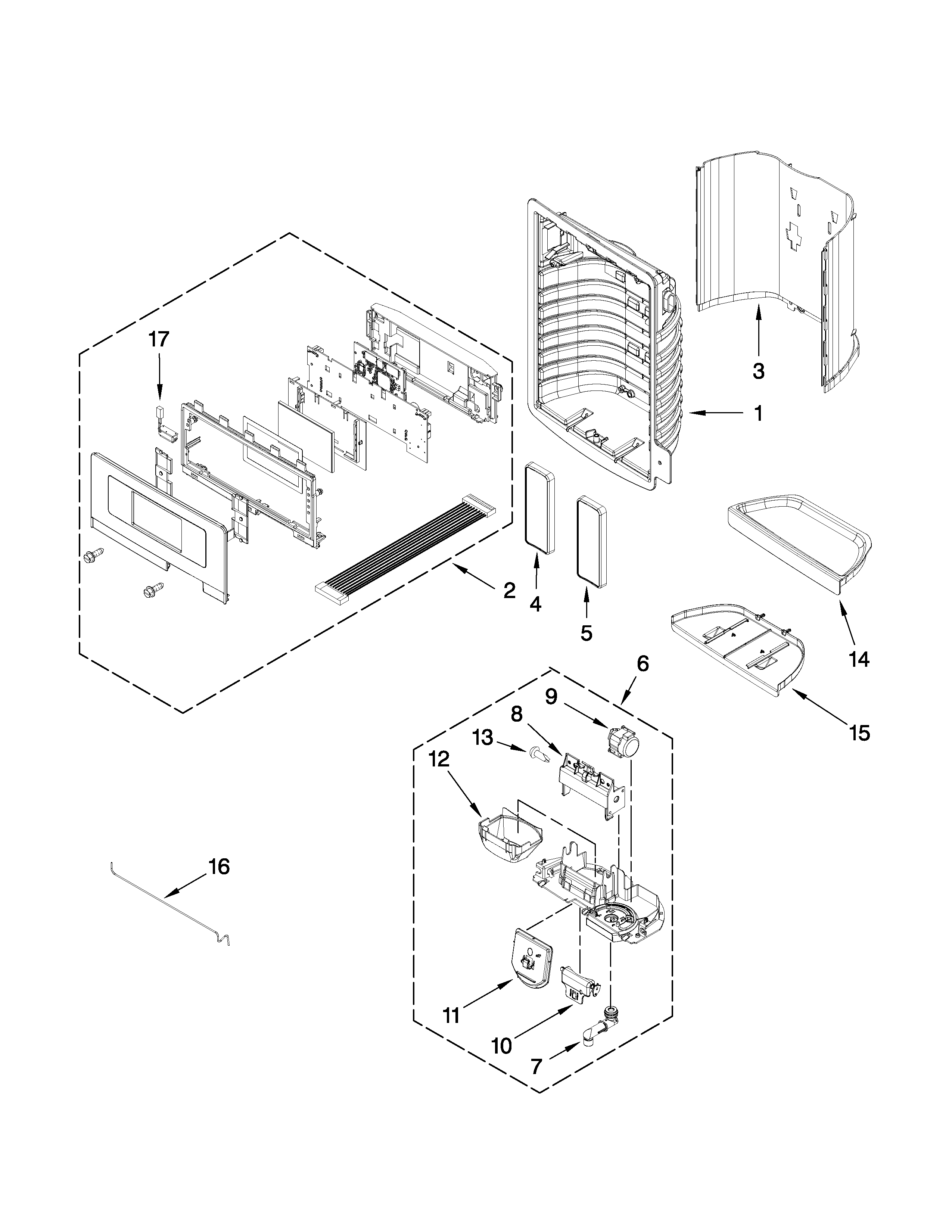 Maytag MFI2670XEB1 dispenser front parts diagram