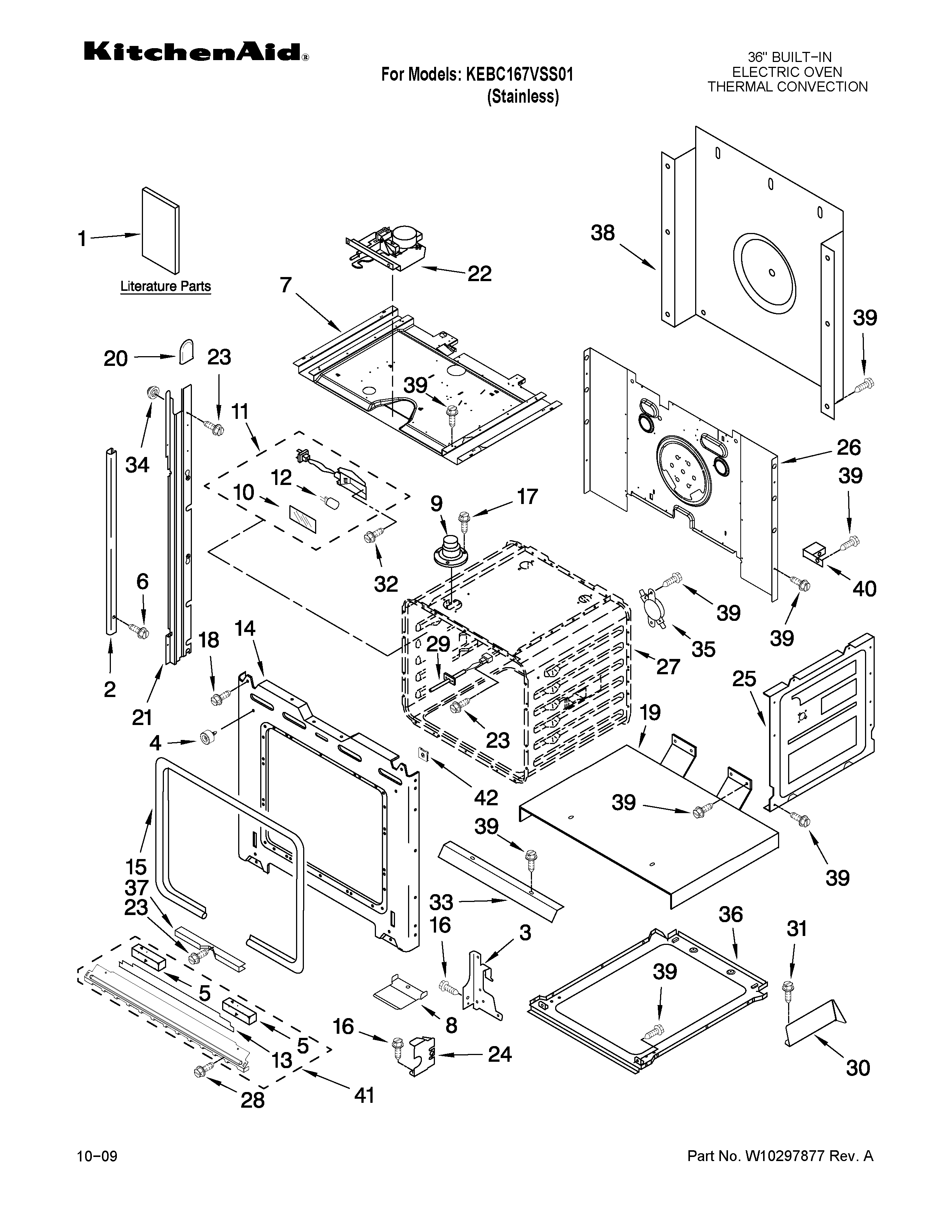 KitchenAid KEBC167VSS01 oven parts diagram