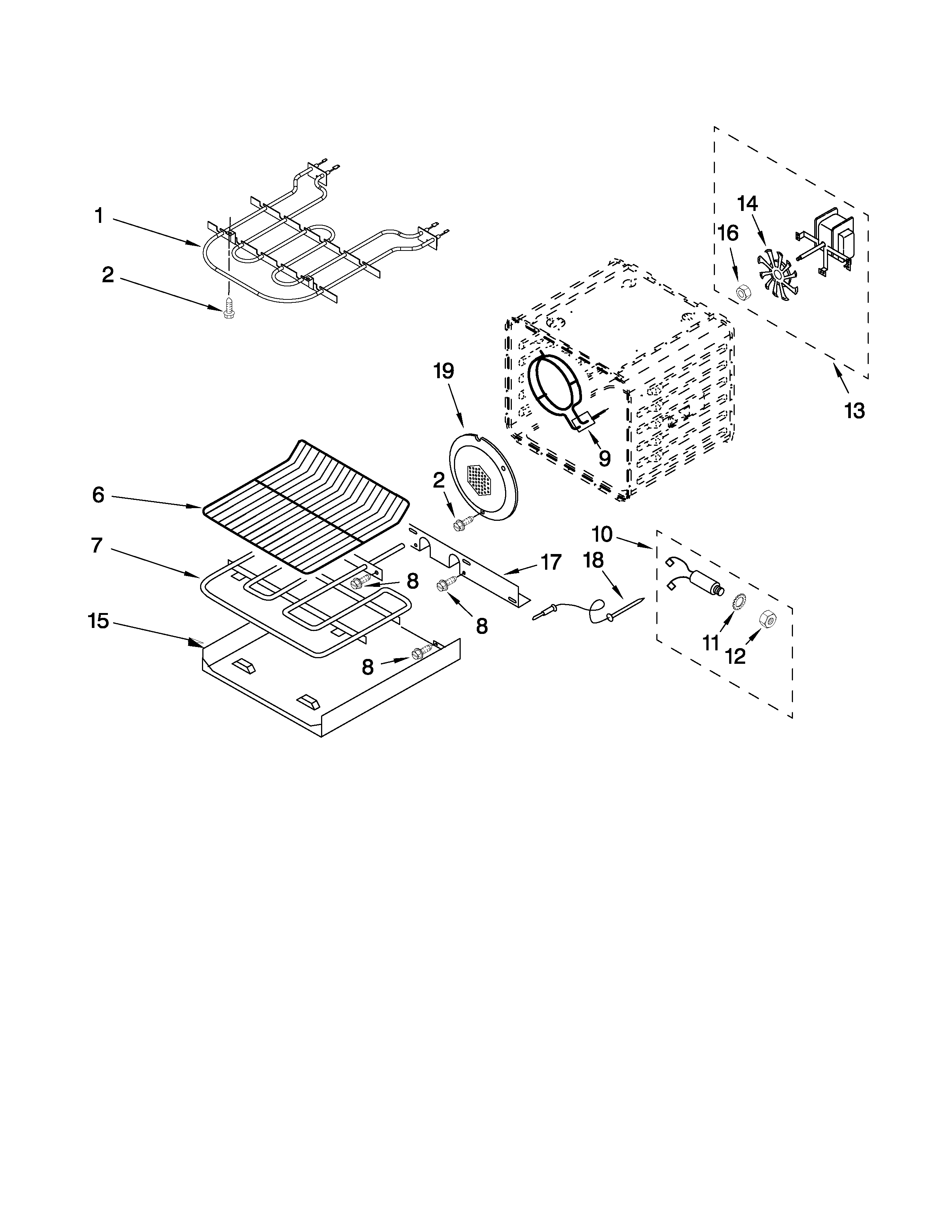 KitchenAid KEBC167VSS01 internal oven parts diagram