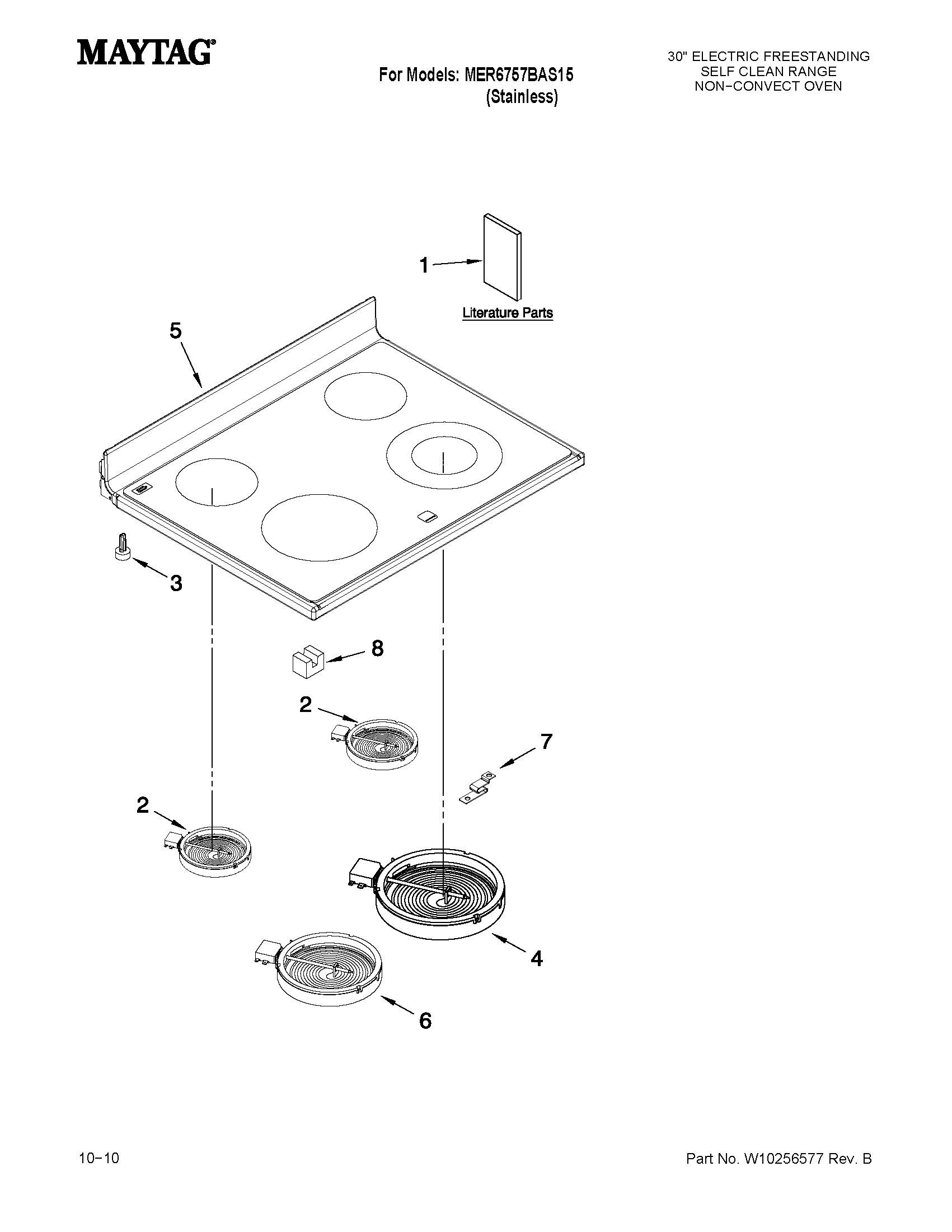 Maytag MER6757BAS15 cooktop parts diagram