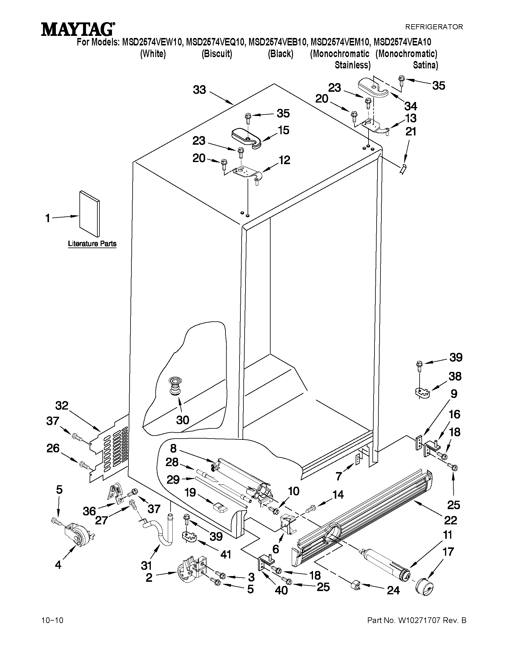 Maytag MSD2574VEM10 cabinet parts diagram