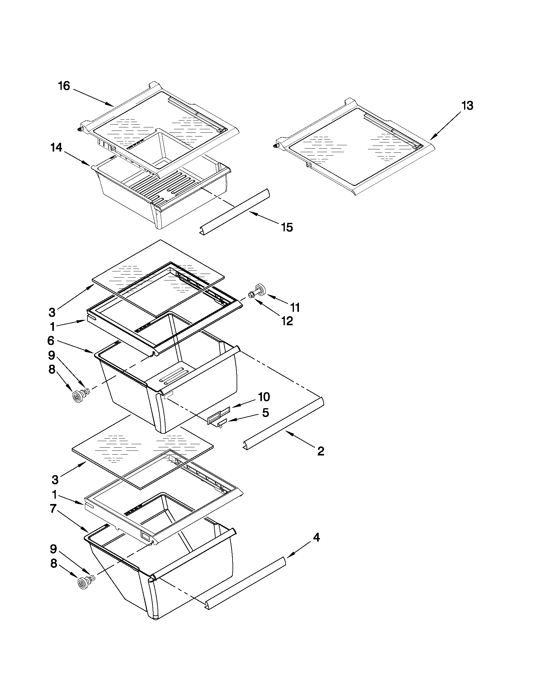 Maytag MSD2574VEM10 refrigerator shelf parts diagram