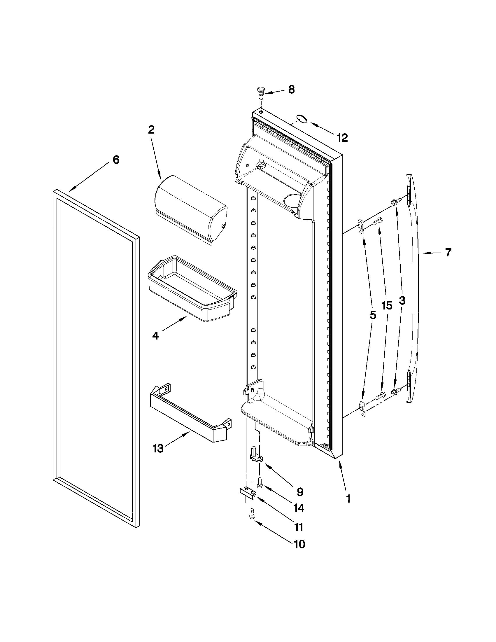 Maytag MSD2574VEM10 refrigerator door parts diagram