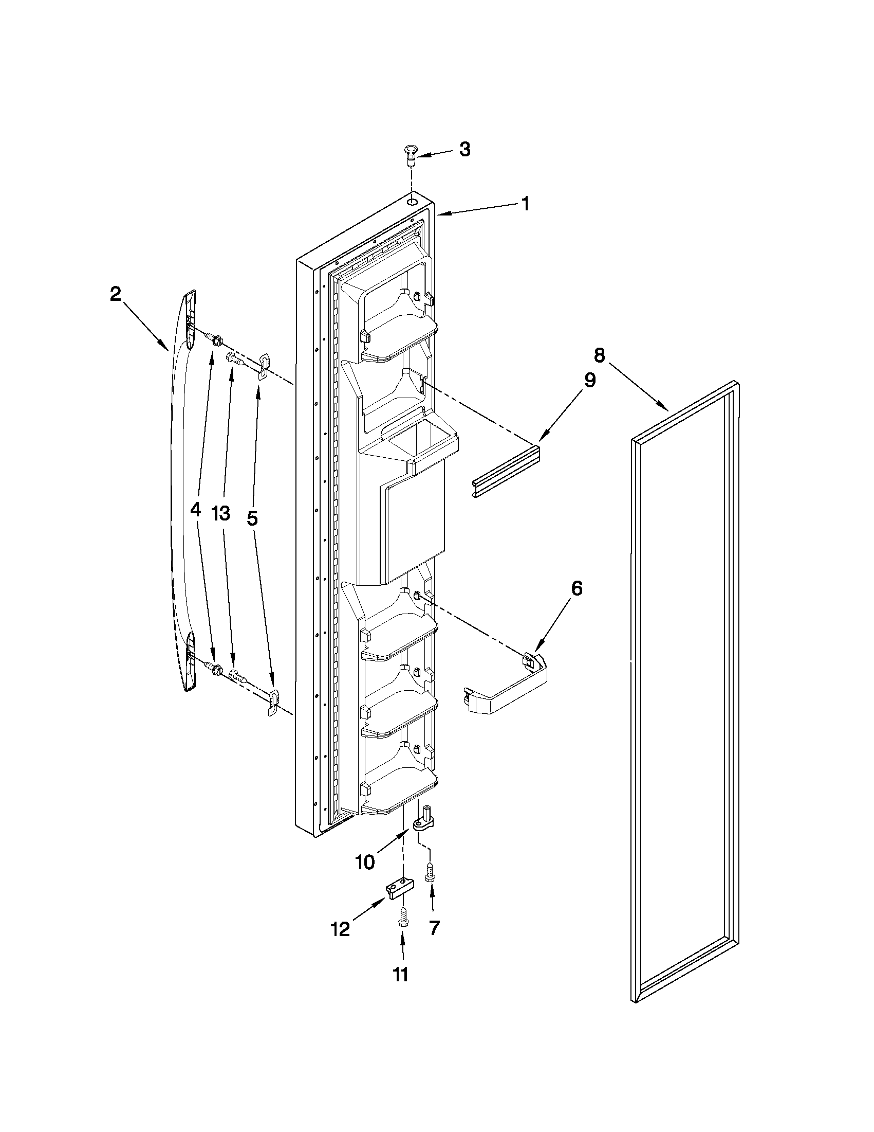 Maytag MSD2574VEM10 freezer door parts diagram