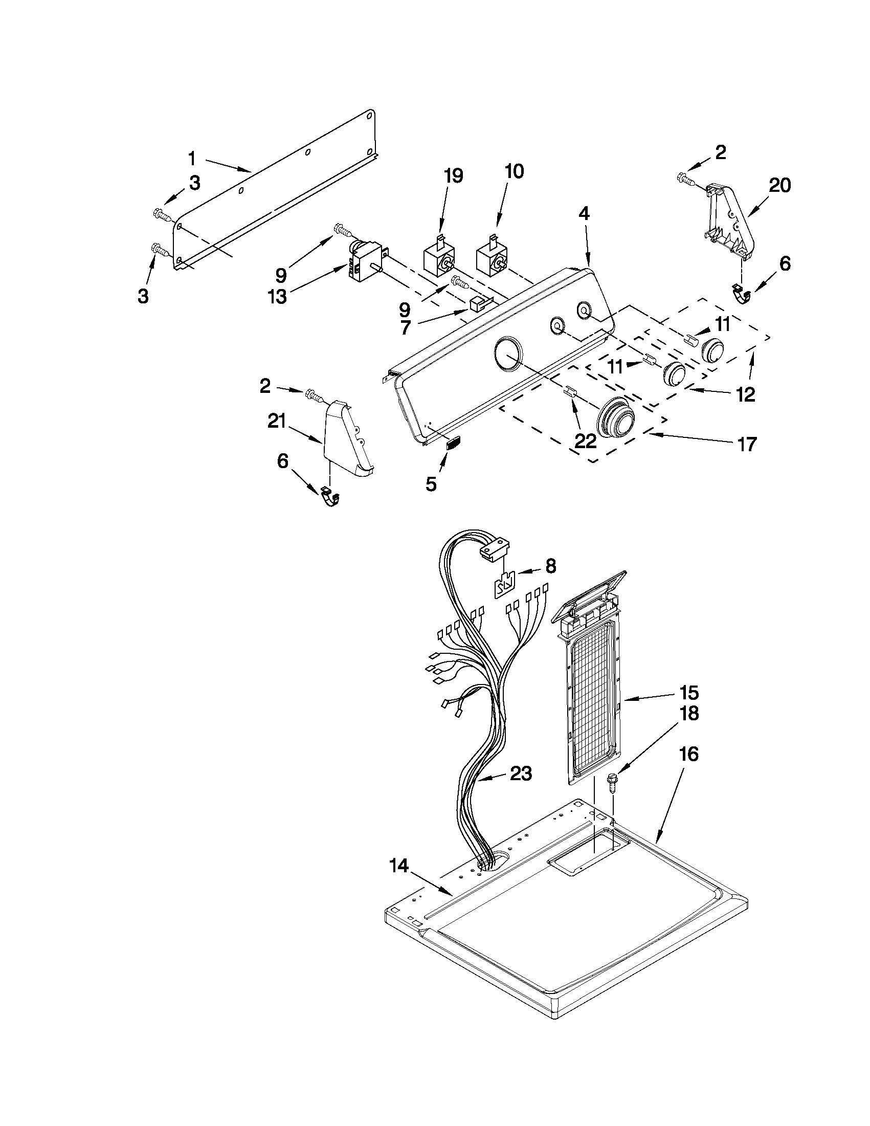 Maytag MEDC300XW0 top and console parts diagram