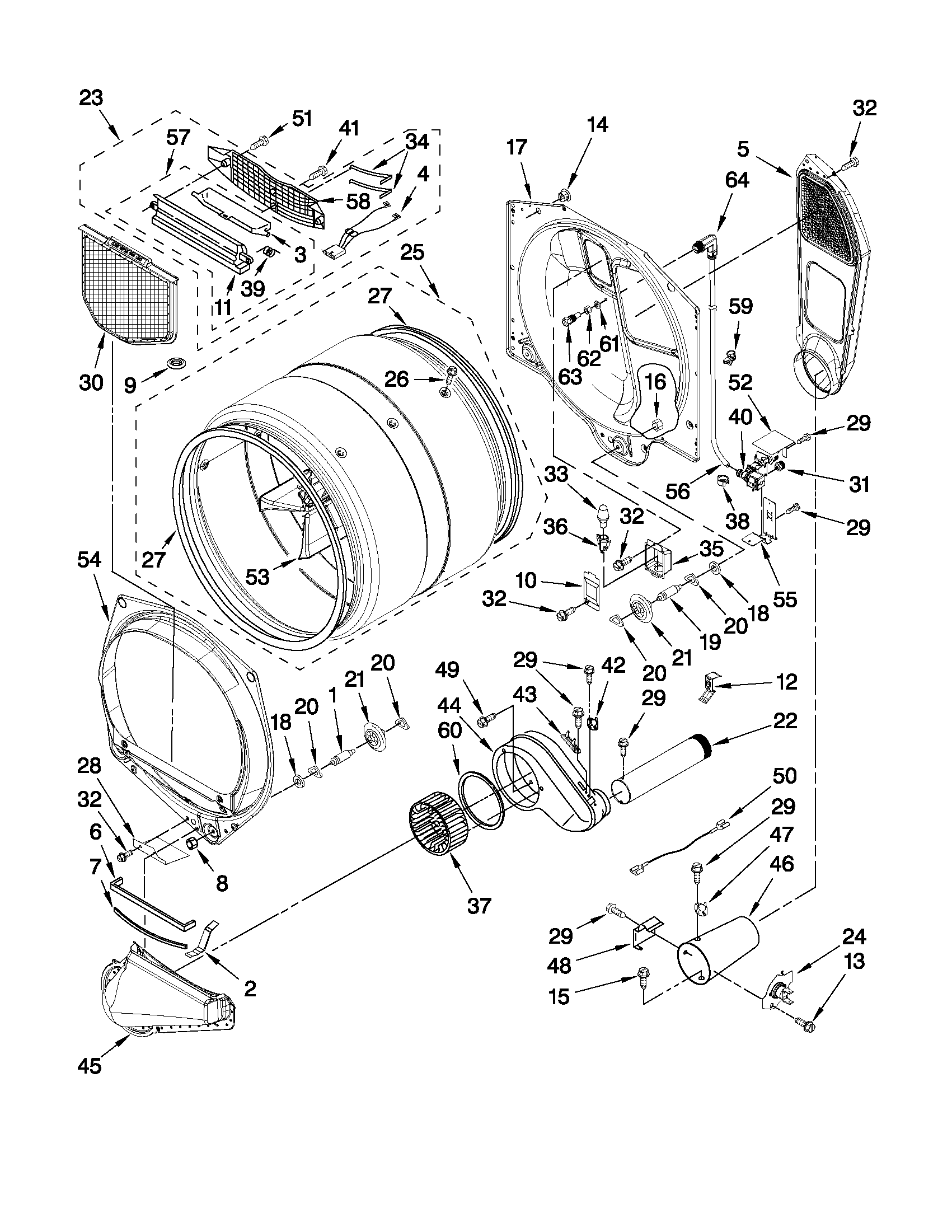 Whirlpool WGD9610XW0 bulkhead parts diagram