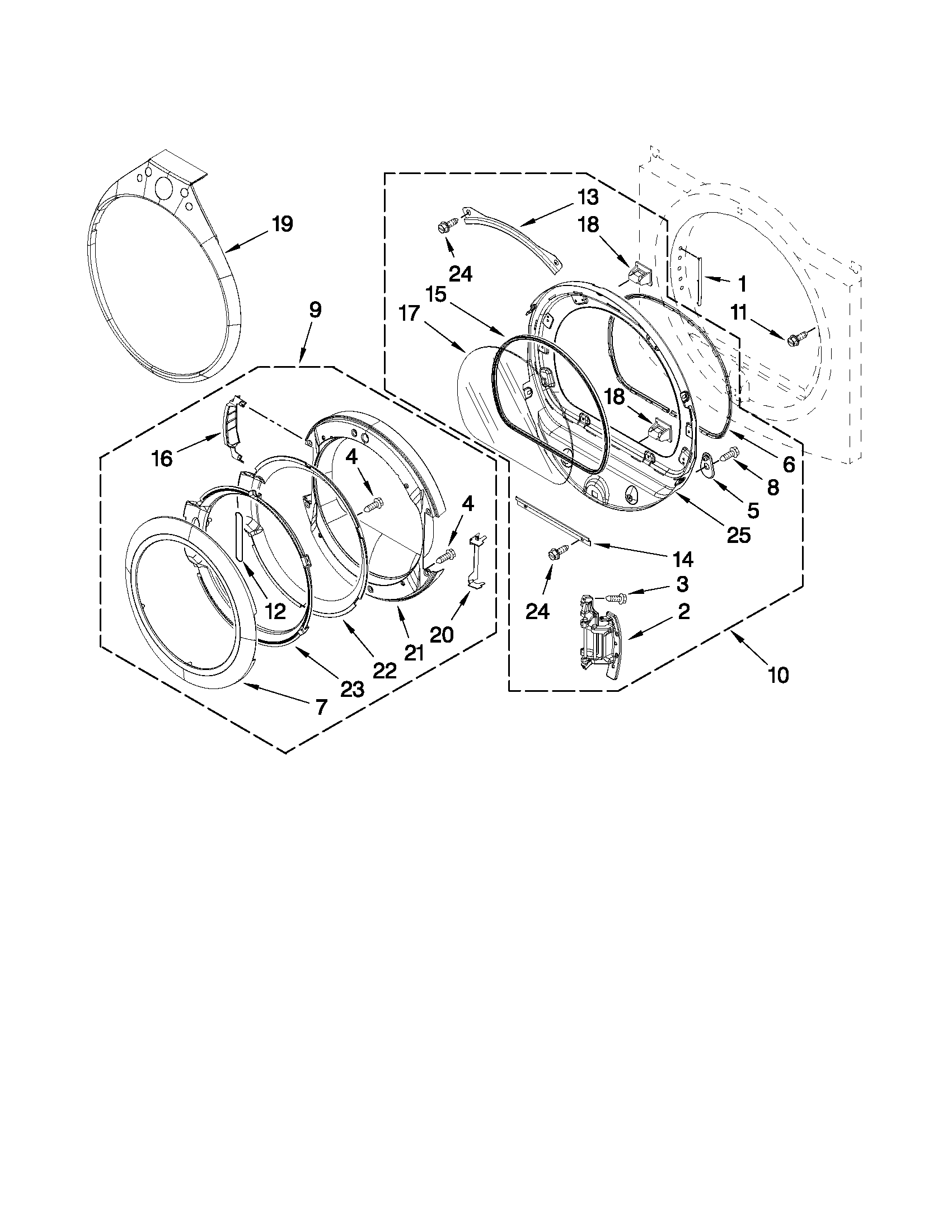 Whirlpool WGD9610XW0 door parts diagram