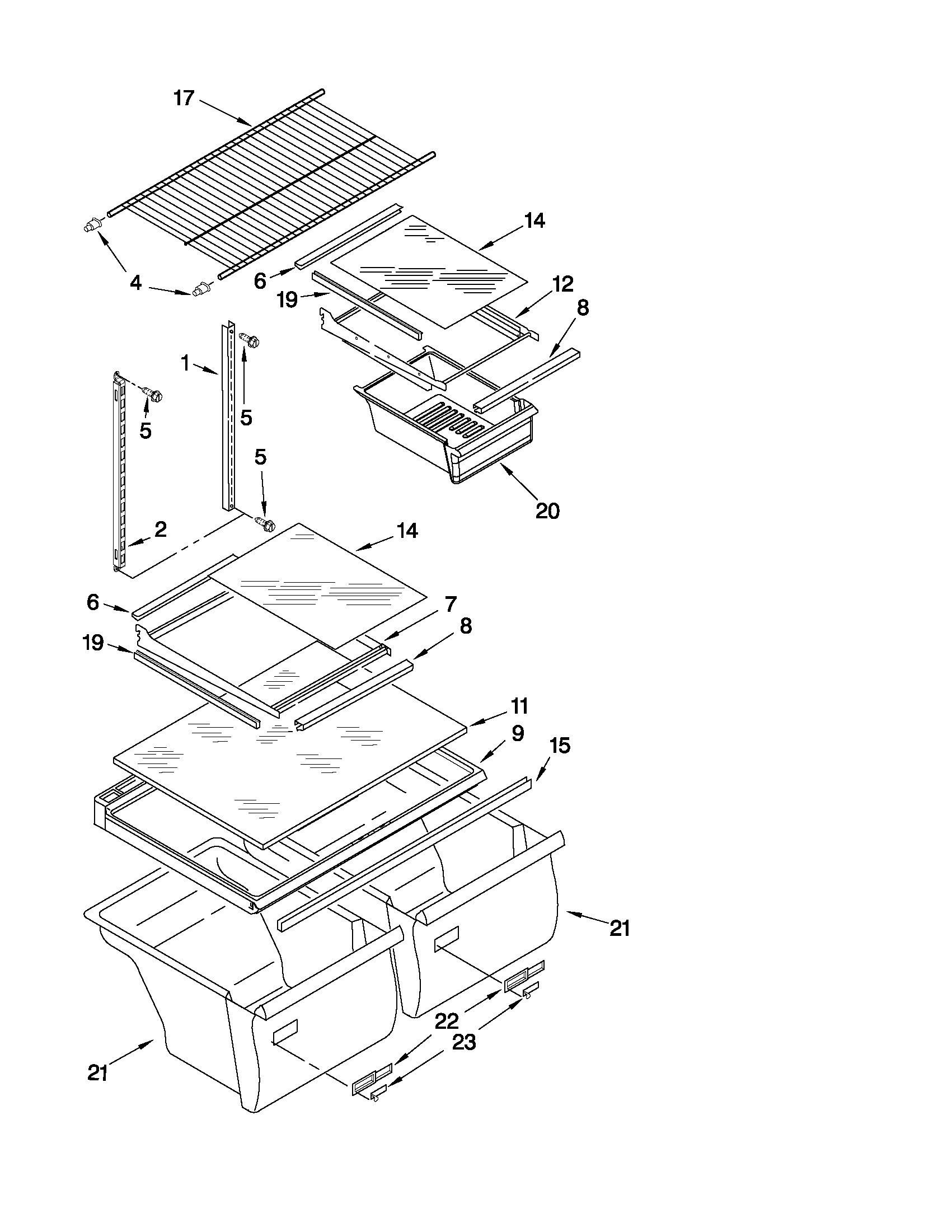 Whirlpool ET1PHKXPT10 shelf parts diagram