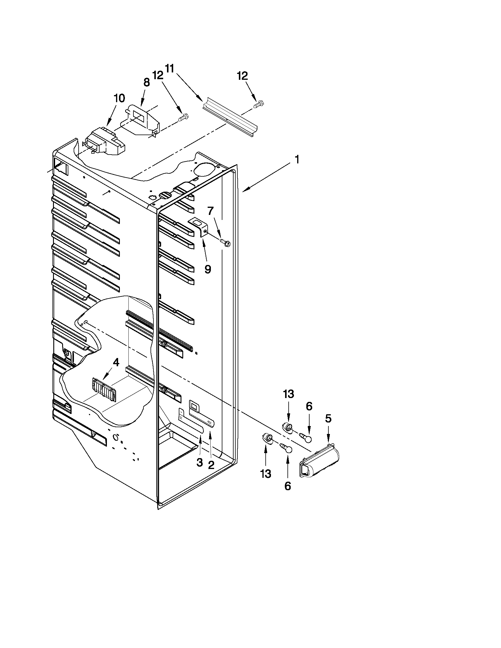 KitchenAid KSRS22MWMS01 refrigerator liner parts diagram