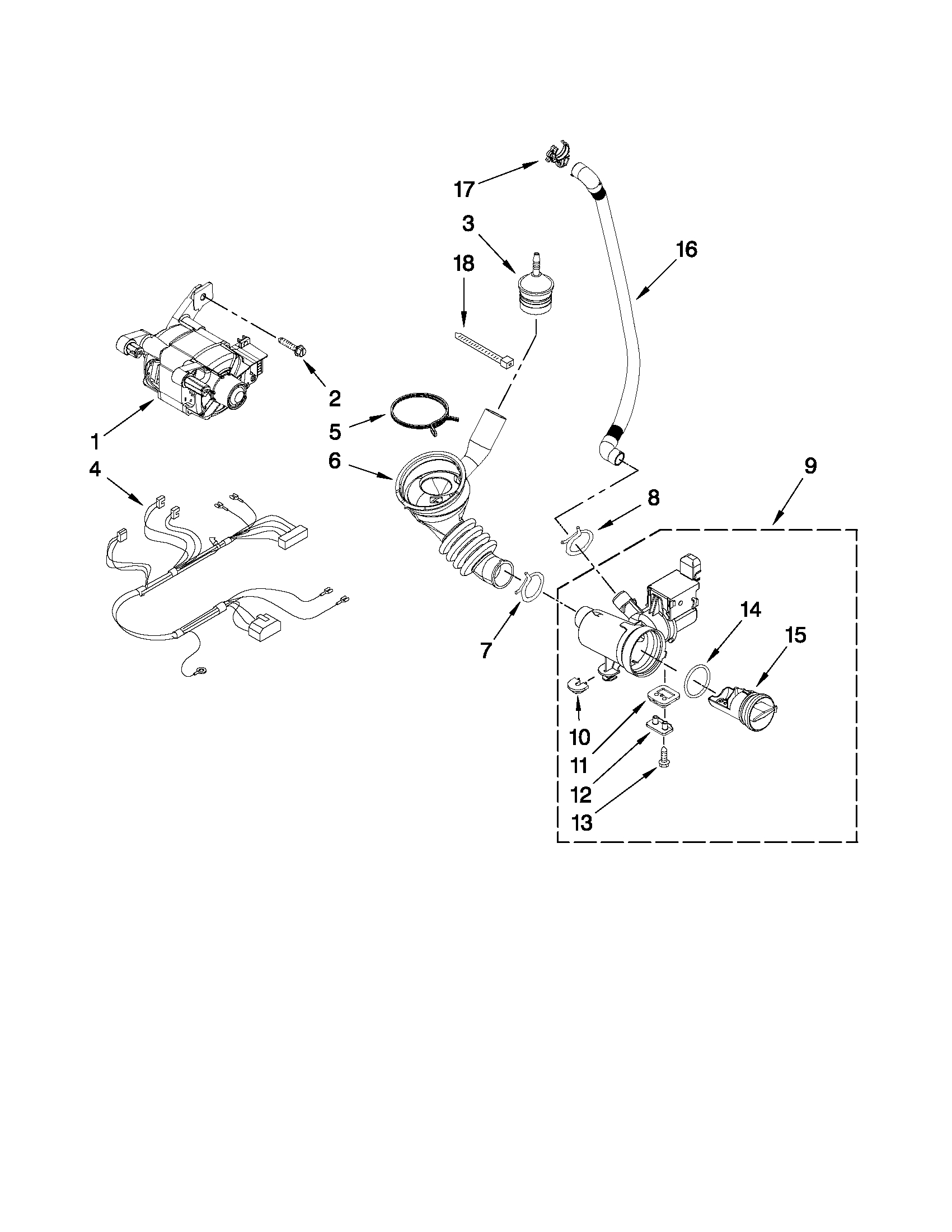Maytag MHP30PRAWW0 pump and motor parts diagram