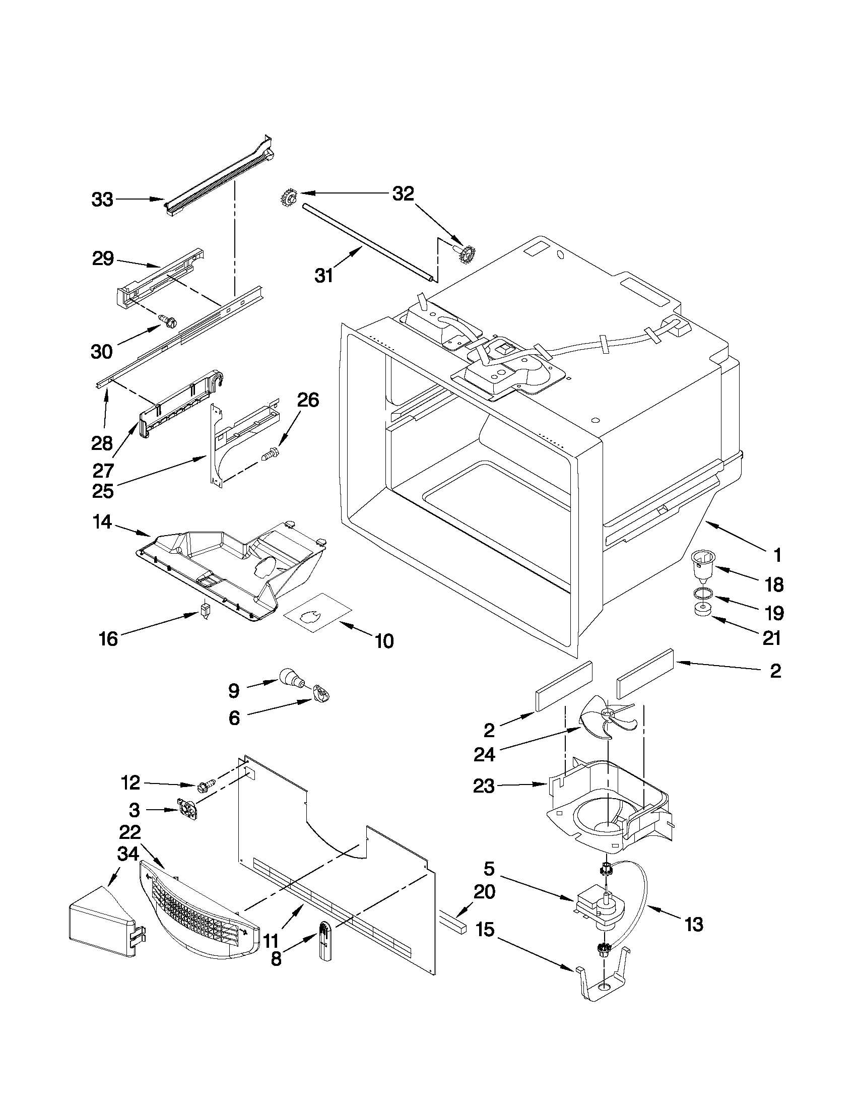 Amana AFD2535DEW7 freezer liner parts diagram