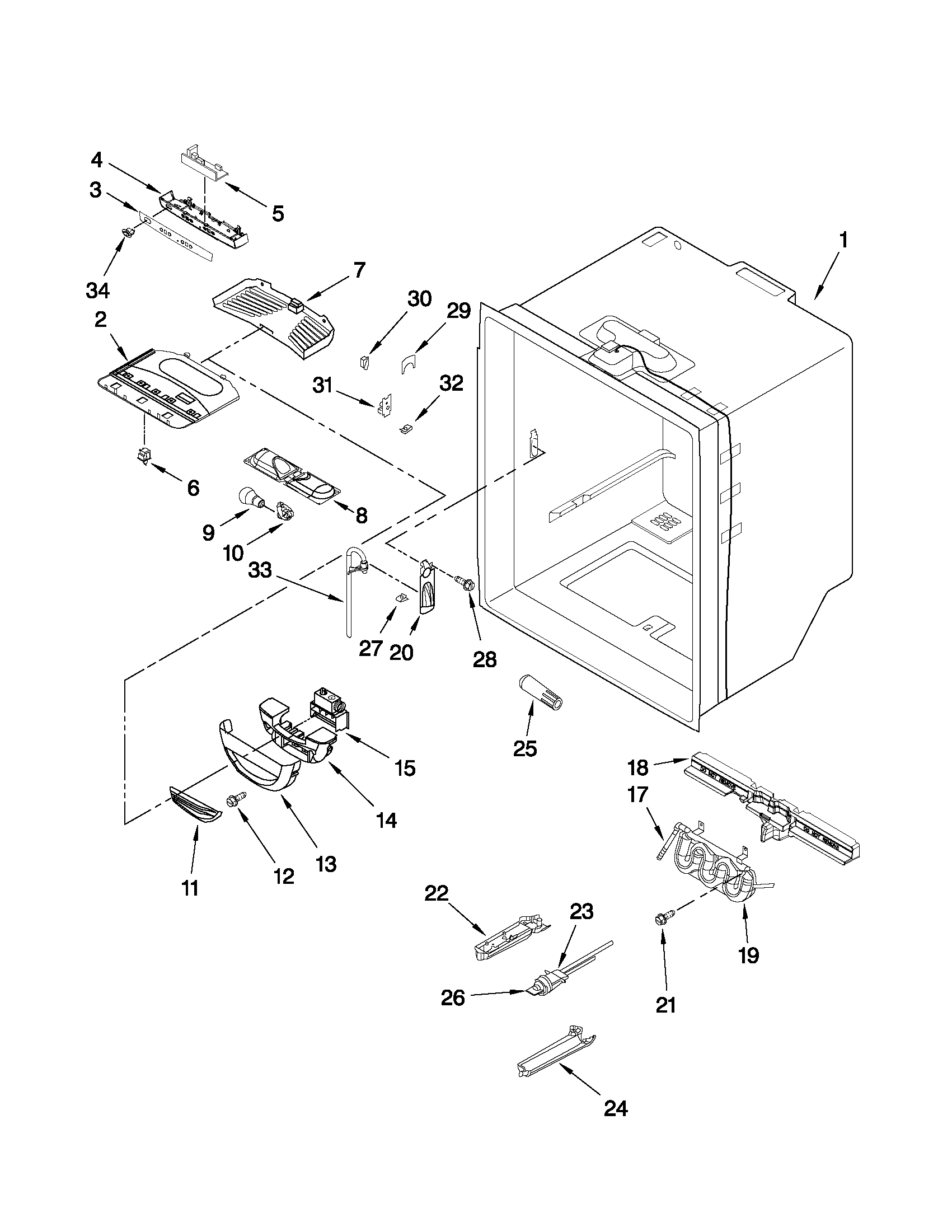 Amana AFD2535DEW7 refrigerator liner parts diagram