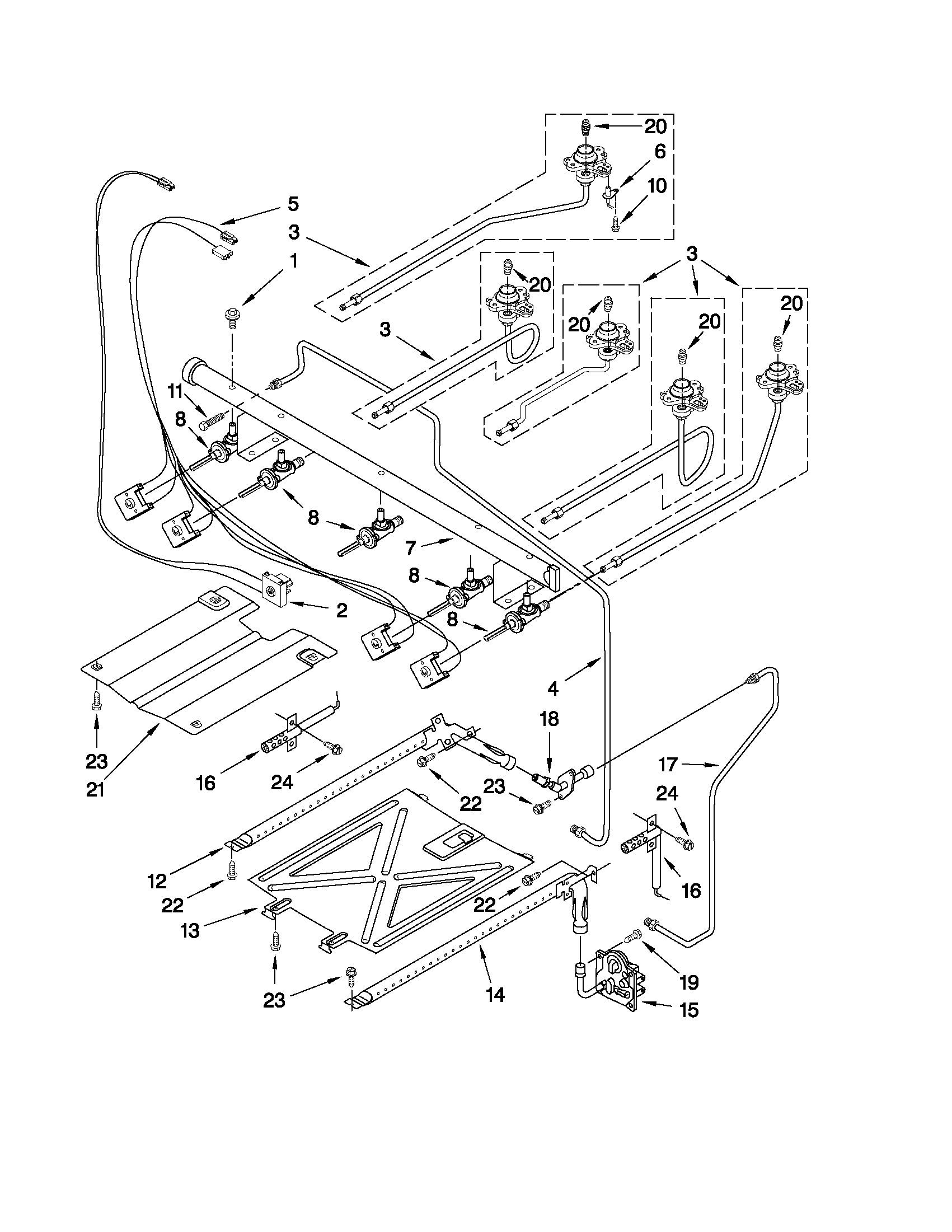 Whirlpool WFG374LVQ0 manifold parts diagram