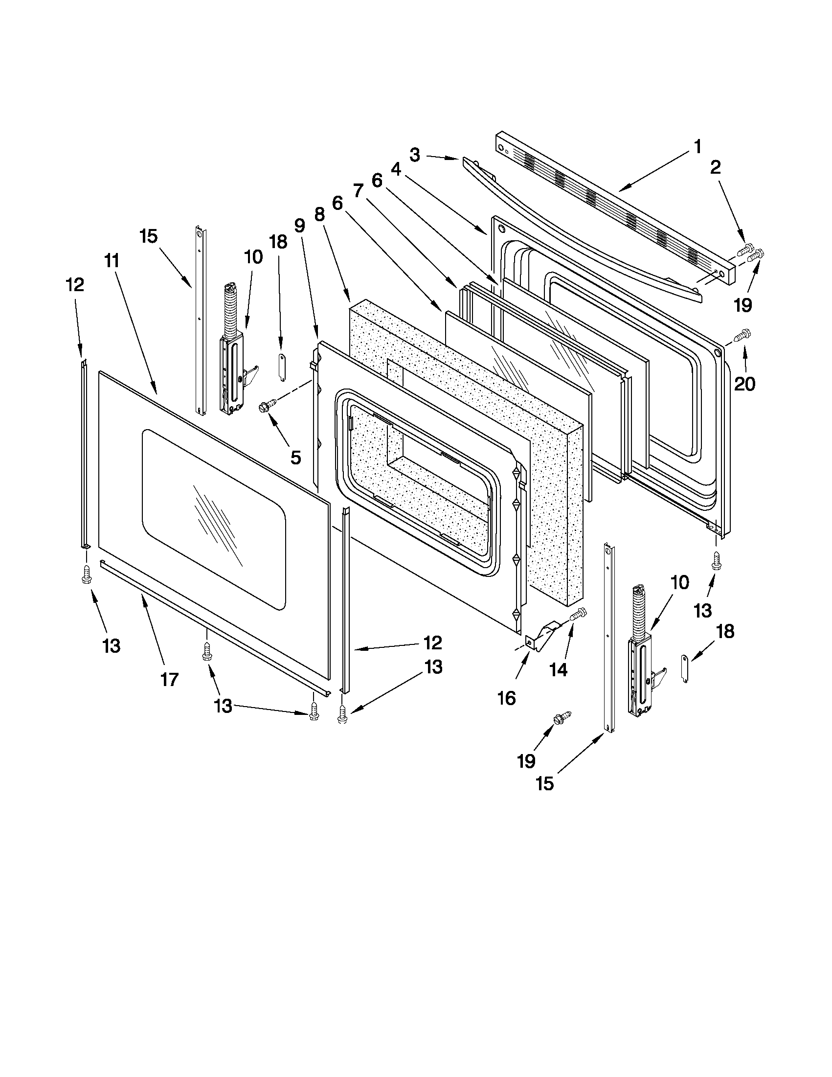 Whirlpool WFG374LVQ0 door parts diagram