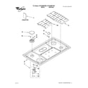 Whirlpool G7CG3665XB00 cooktop, burner and grate parts diagram