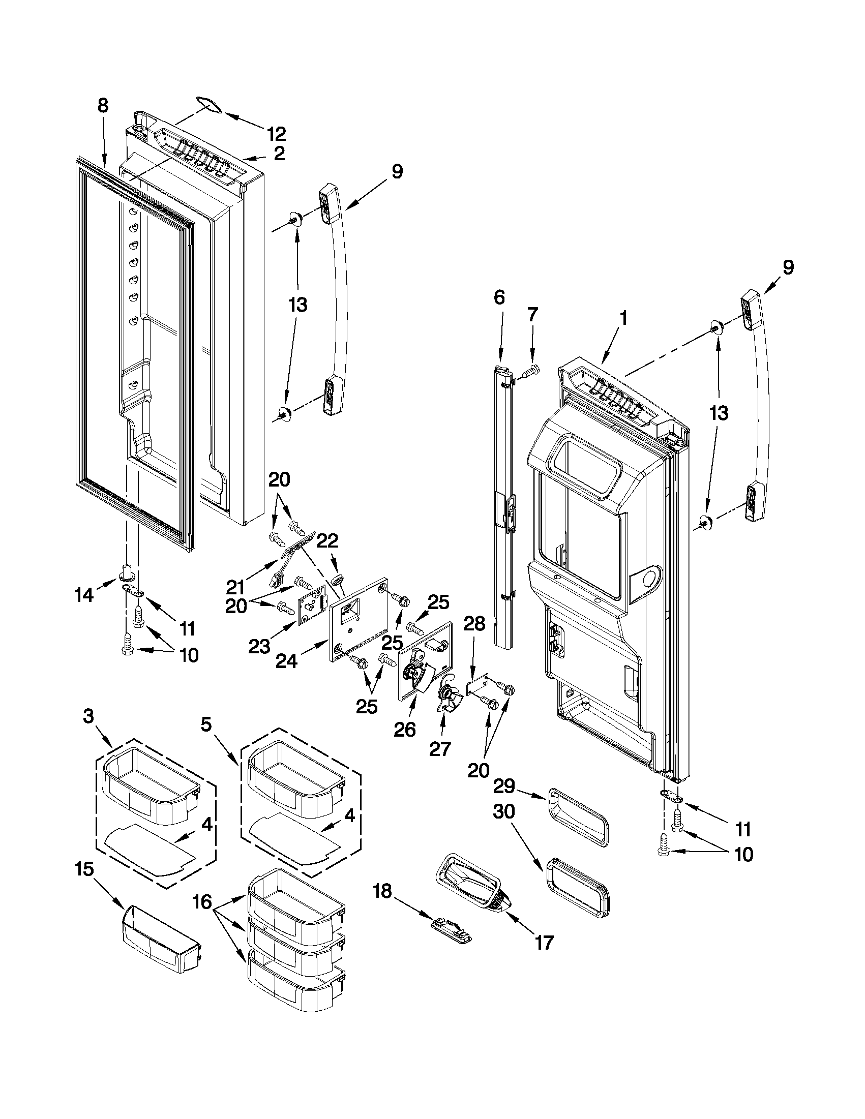 Whirlpool GI7FVCXWQ03 refrigerator door parts diagram