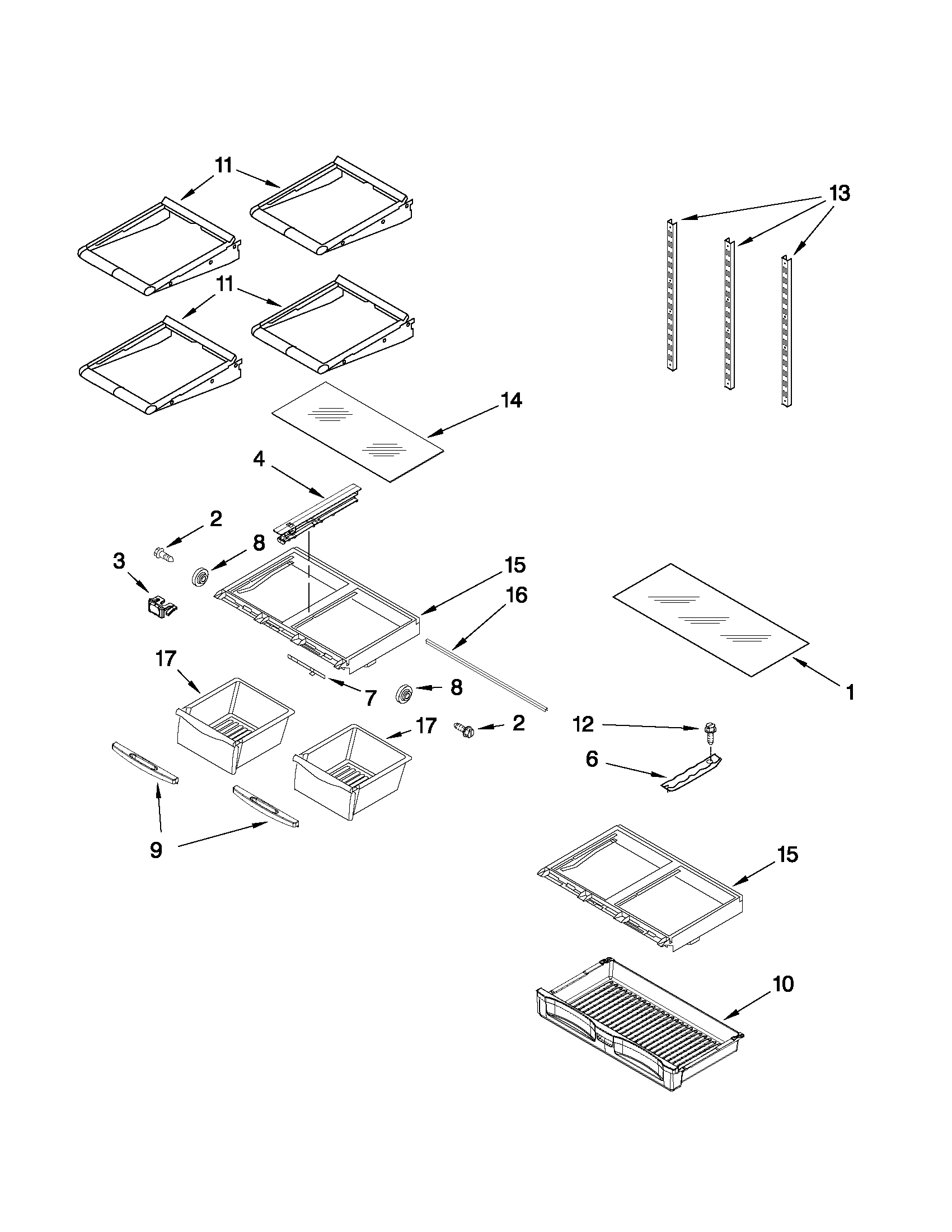 Whirlpool GI7FVCXWQ03 shelf parts diagram